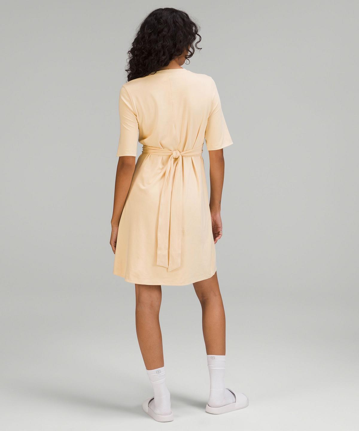 Beige Women Lululemon Cotton Wrap-Front T-Shirt Dress | AU_LuLu33278