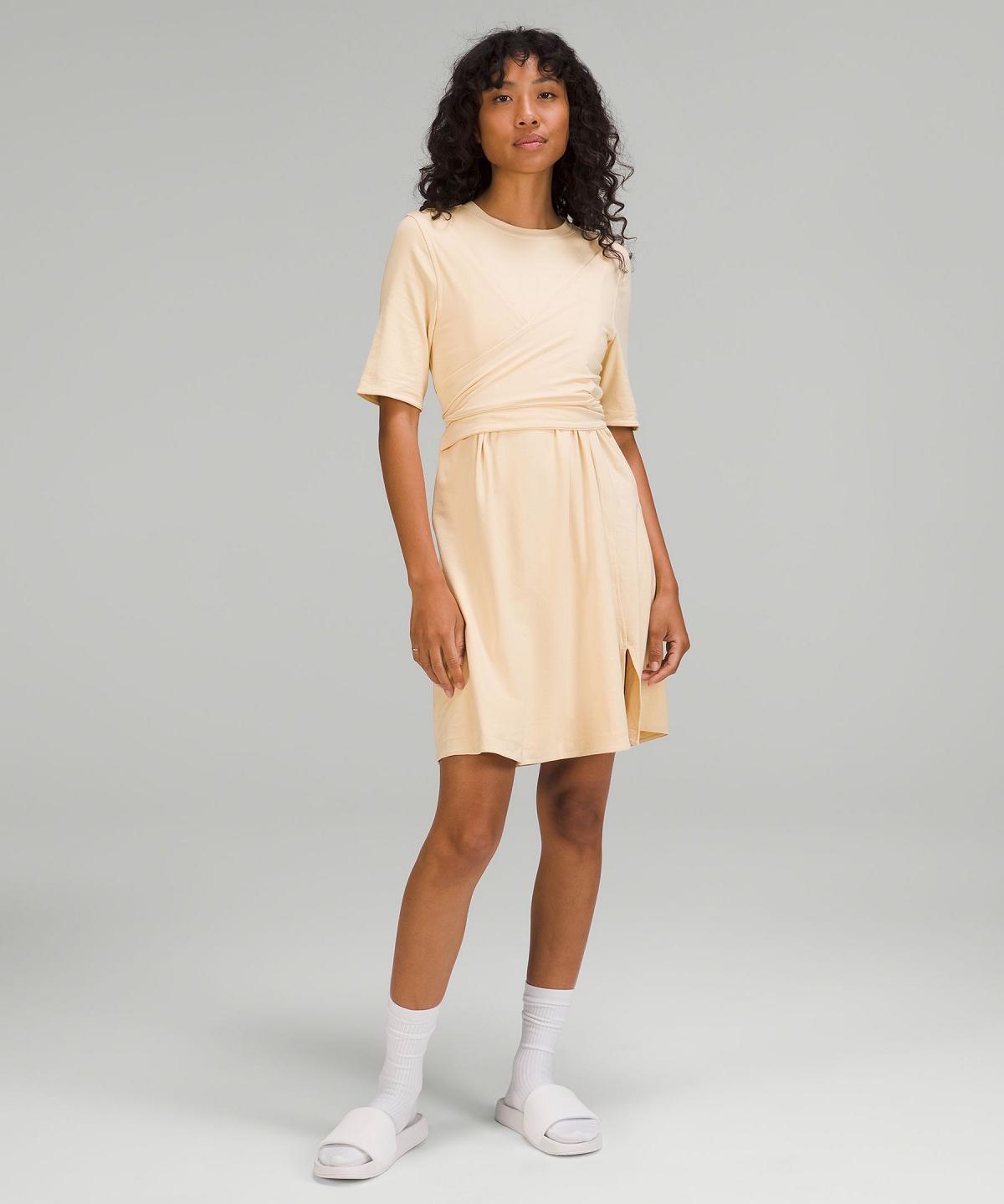 Beige Women Lululemon Cotton Wrap-Front T-Shirt Dress | AU_LuLu33278