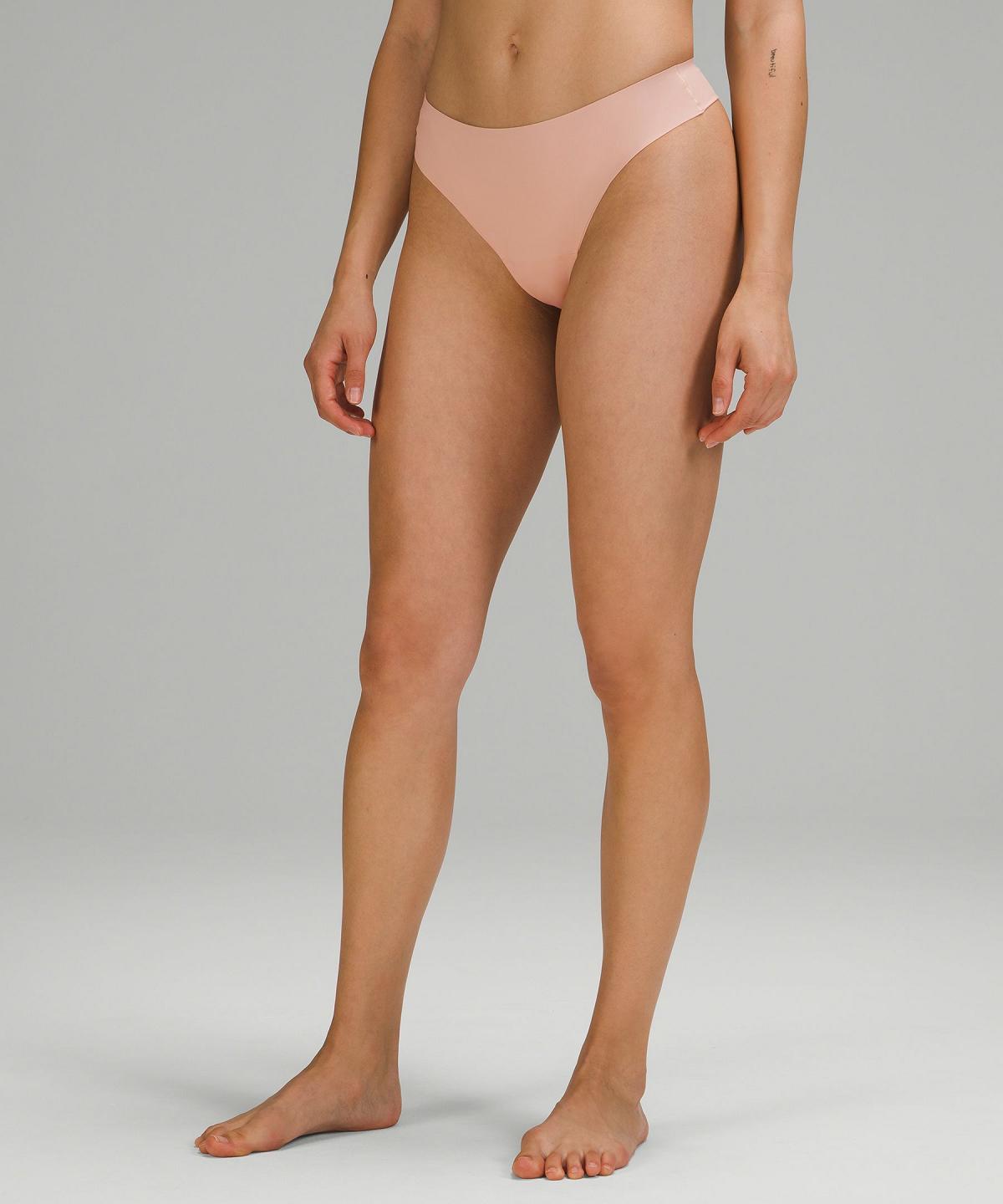 Beige Women Lululemon InvisiWear Mid-Rise Thong Underwear | AU_LuLu49939