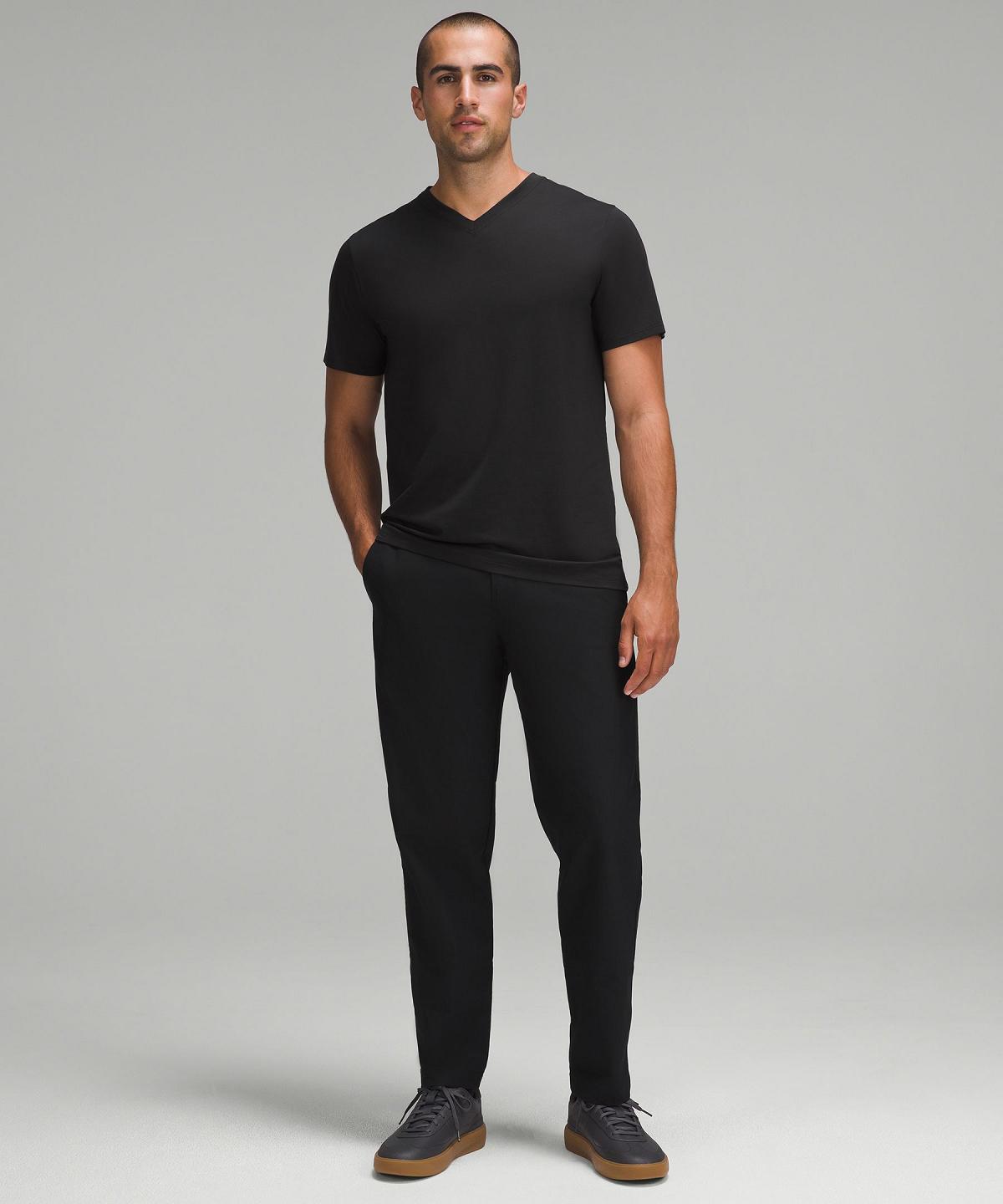 Black Men Lululemon Fundamental V-Neck T-Shirt Shirts | AU_LuLu31891