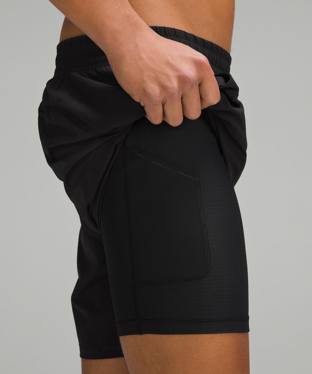 Black Men Lululemon Pace Breaker Lined 7" Shorts | AU_LuLu66400