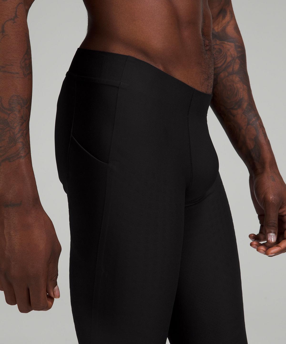 Black Men Lululemon SenseKnit Running High-Rise Tight 28" Pants | AU_LuLu99602