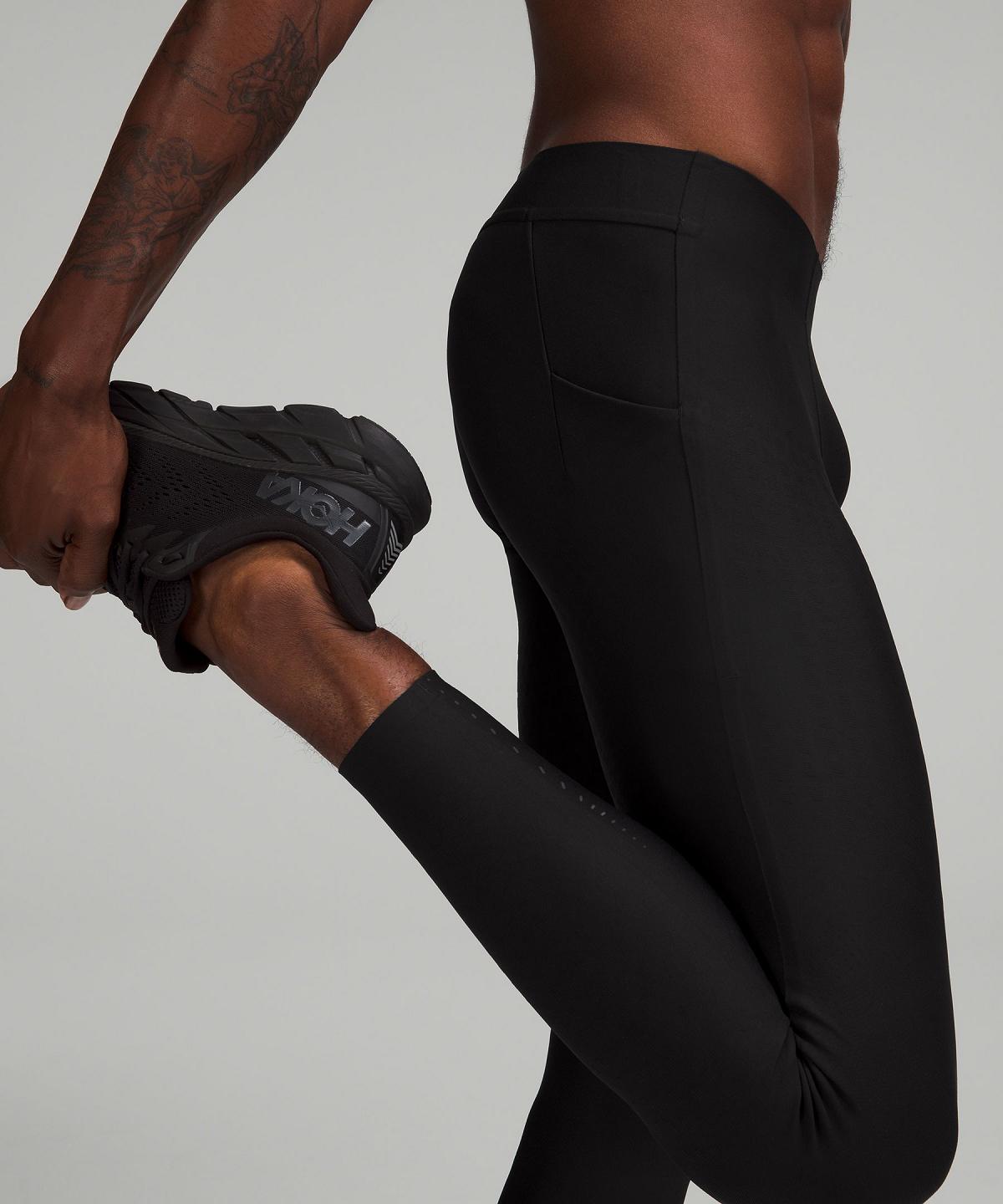 Black Men Lululemon SenseKnit Running High-Rise Tight 28" Pants | AU_LuLu99602