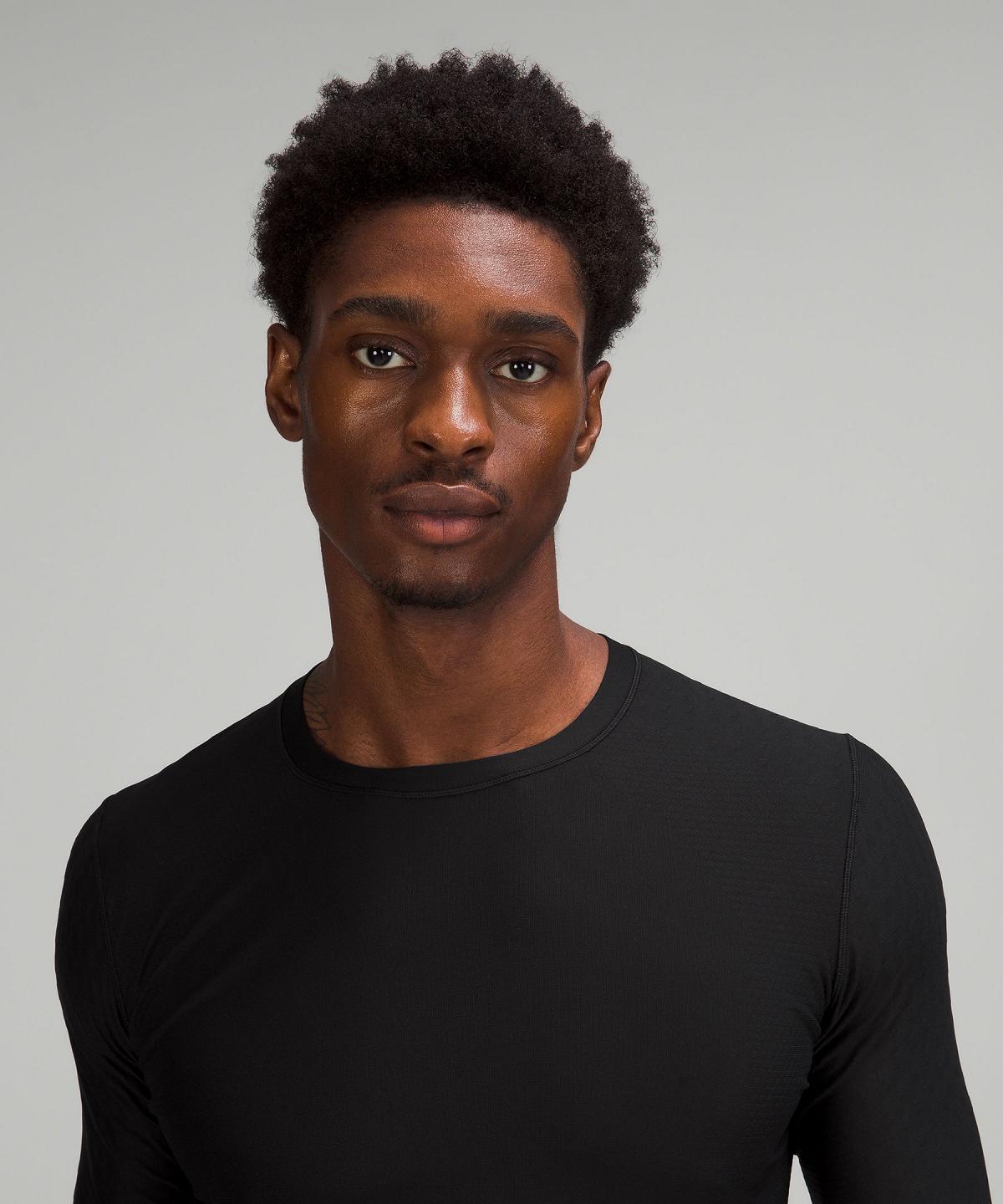 Black Men Lululemon SenseKnit Running Long Sleeve Shirts | AU_LuLu70634