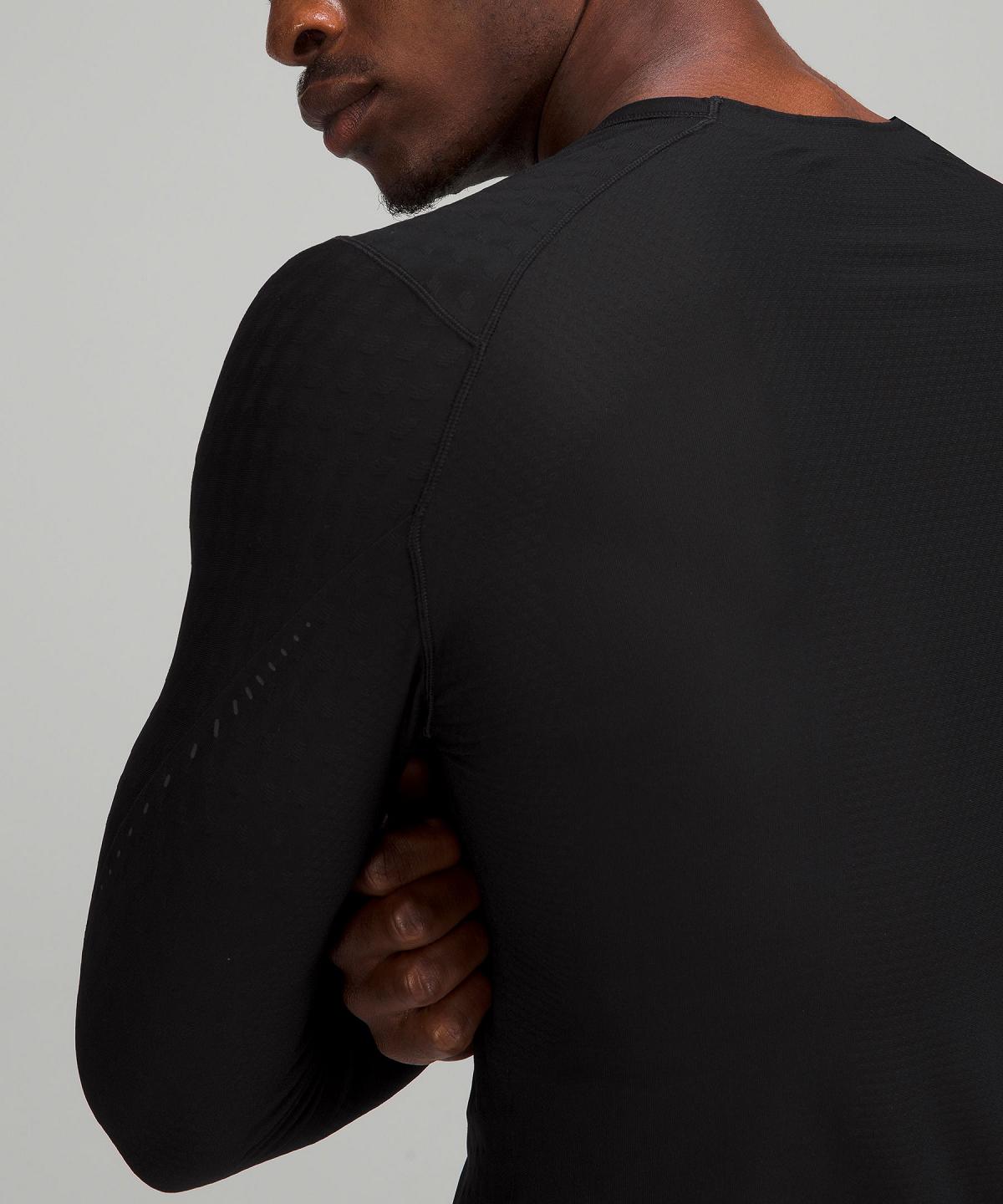 Black Men Lululemon SenseKnit Running Long Sleeve Shirts | AU_LuLu70634