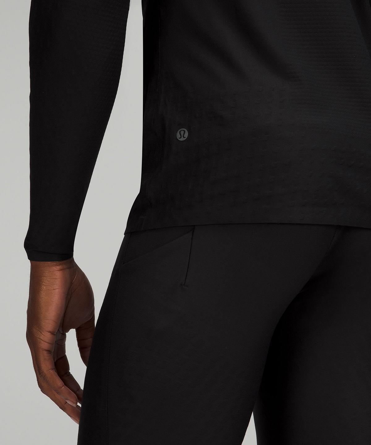 Black Men Lululemon SenseKnit Running Long Sleeve Shirts | AU_LuLu70634