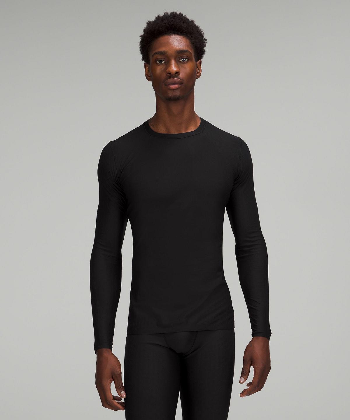 Black Men Lululemon SenseKnit Running Long Sleeve Shirts | AU_LuLu70634