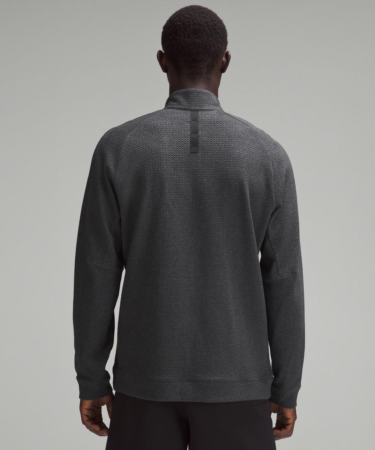 Black Men Lululemon Textured Double-Knit Cotton Half Zip Hoodies & Sweatshirts | AU_LuLu92875