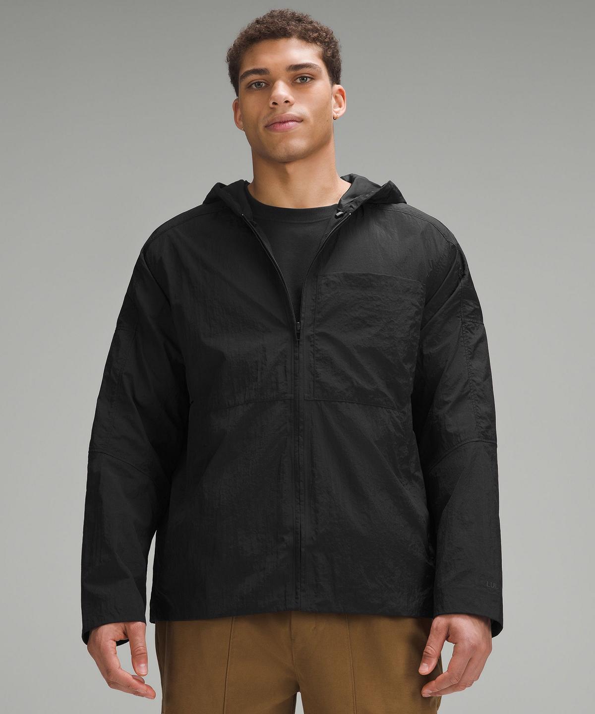 Black Men Lululemon Textured Full-Zip Hooded Coats & Jackets | AU_LuLu10100