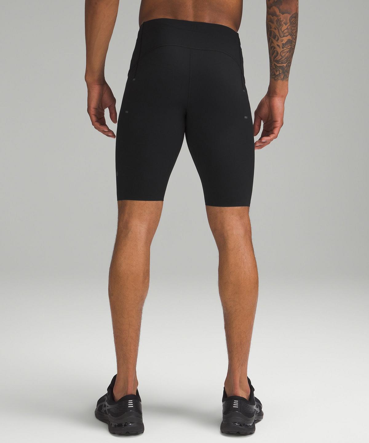 Black Men Lululemon Vital Drive Training Half Tight 10" Shorts | AU_LuLu64398