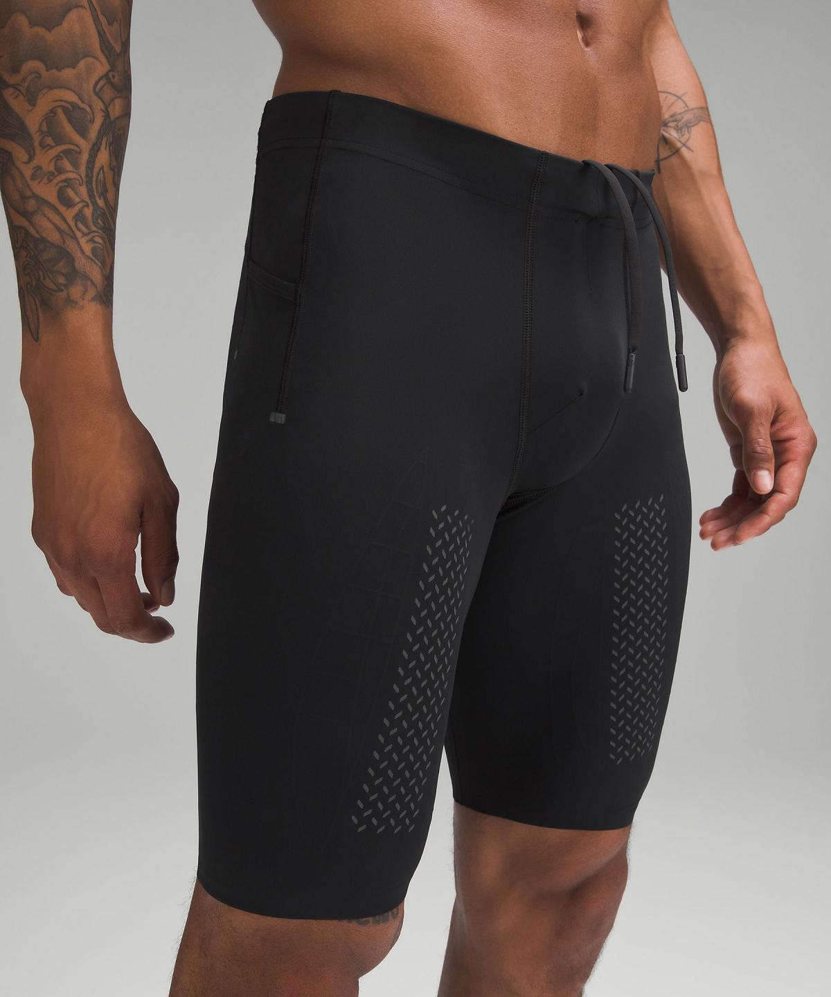 Black Men Lululemon Vital Drive Training Half Tight 10" Shorts | AU_LuLu64398