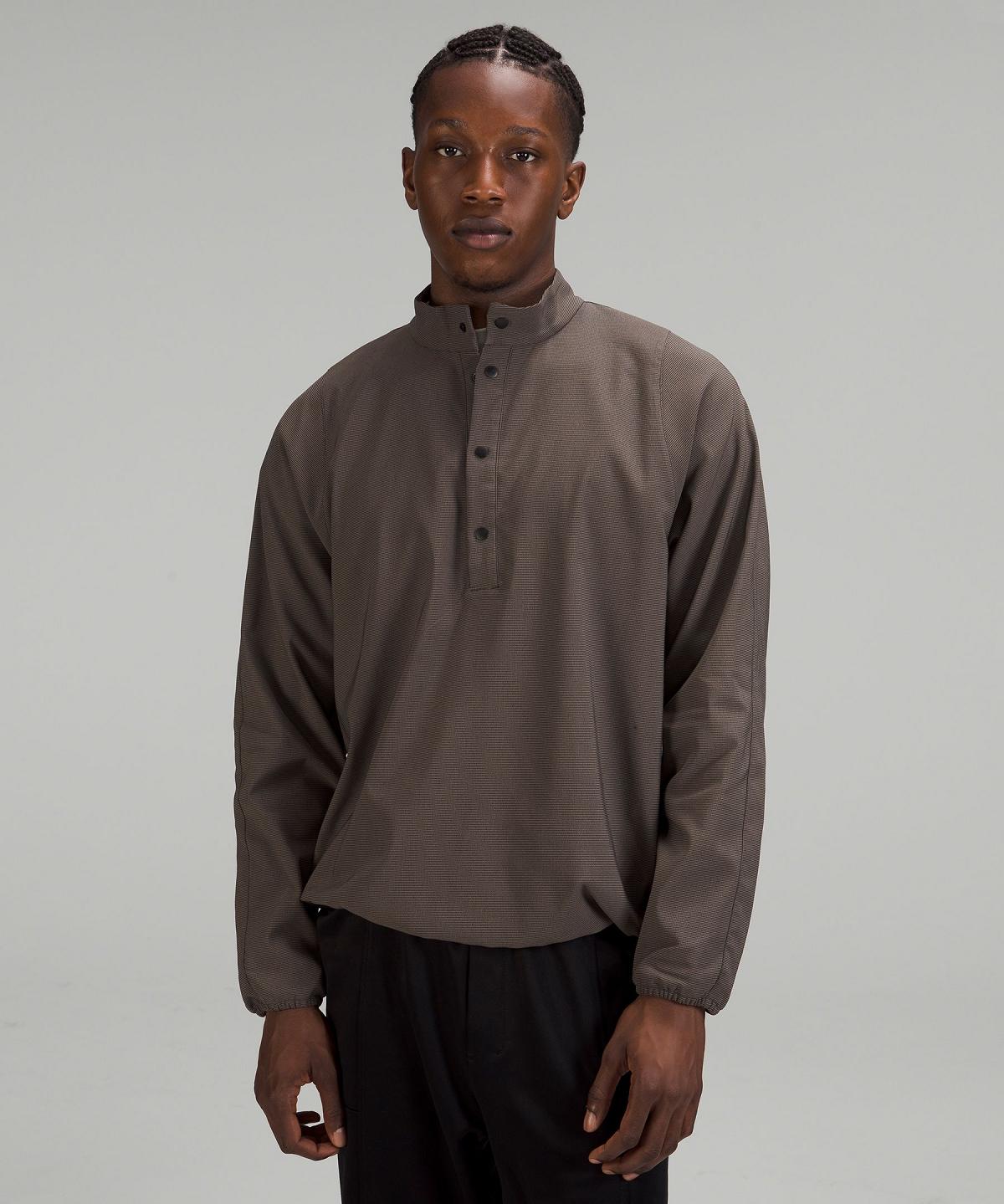 Black Men Lululemon Woven Long-Sleeve Henley Shirts | AU_LuLu79219