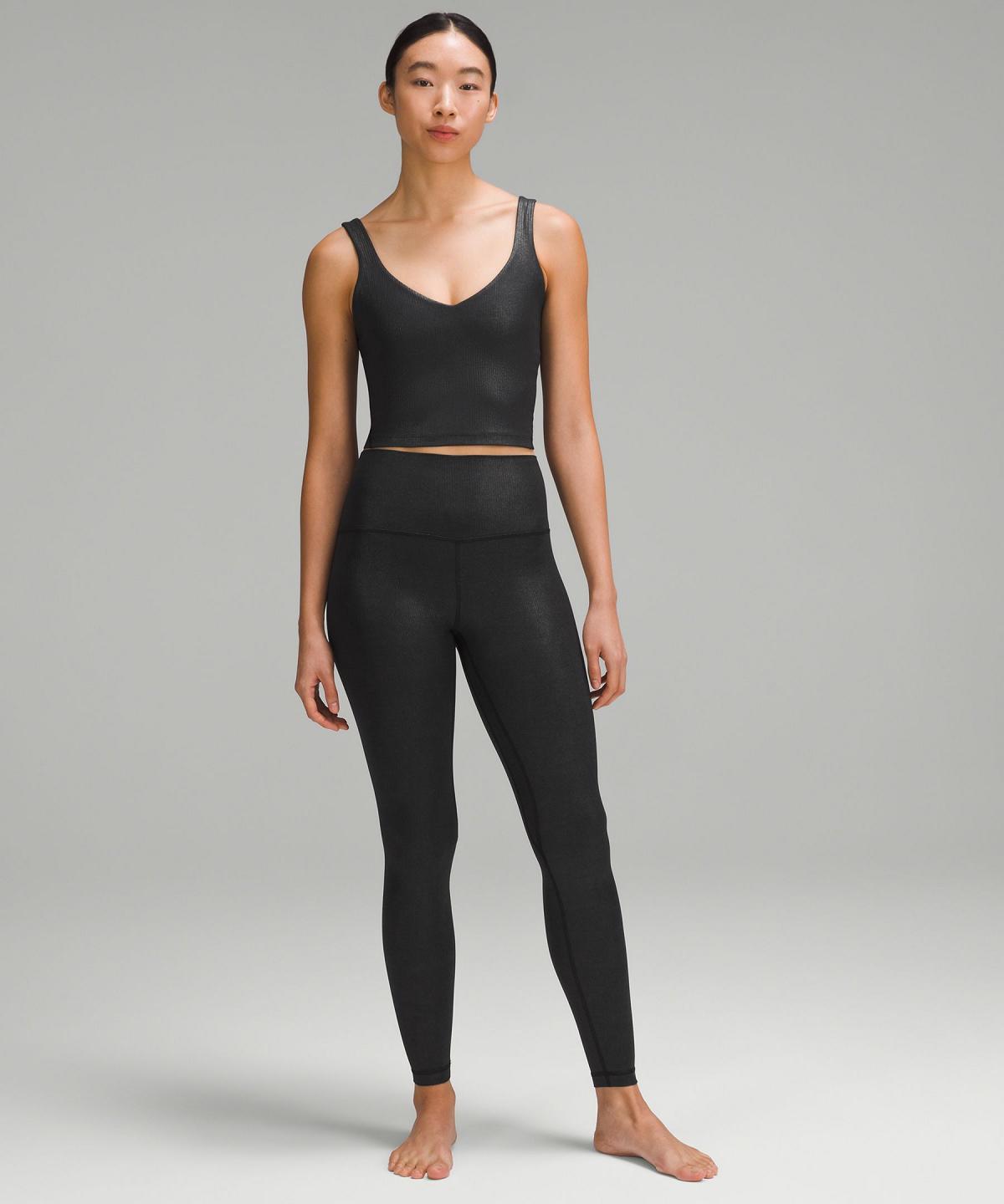 Black Women Lululemon Align™ High-Rise Ribbed Pant 28" Leggings | AU_LuLu50765