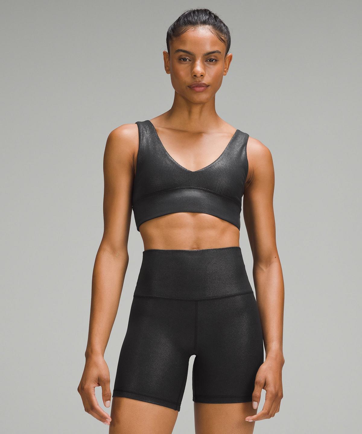 Black Women Lululemon Align™ Ribbed V-Neck Sports Bra | AU_LuLu38162