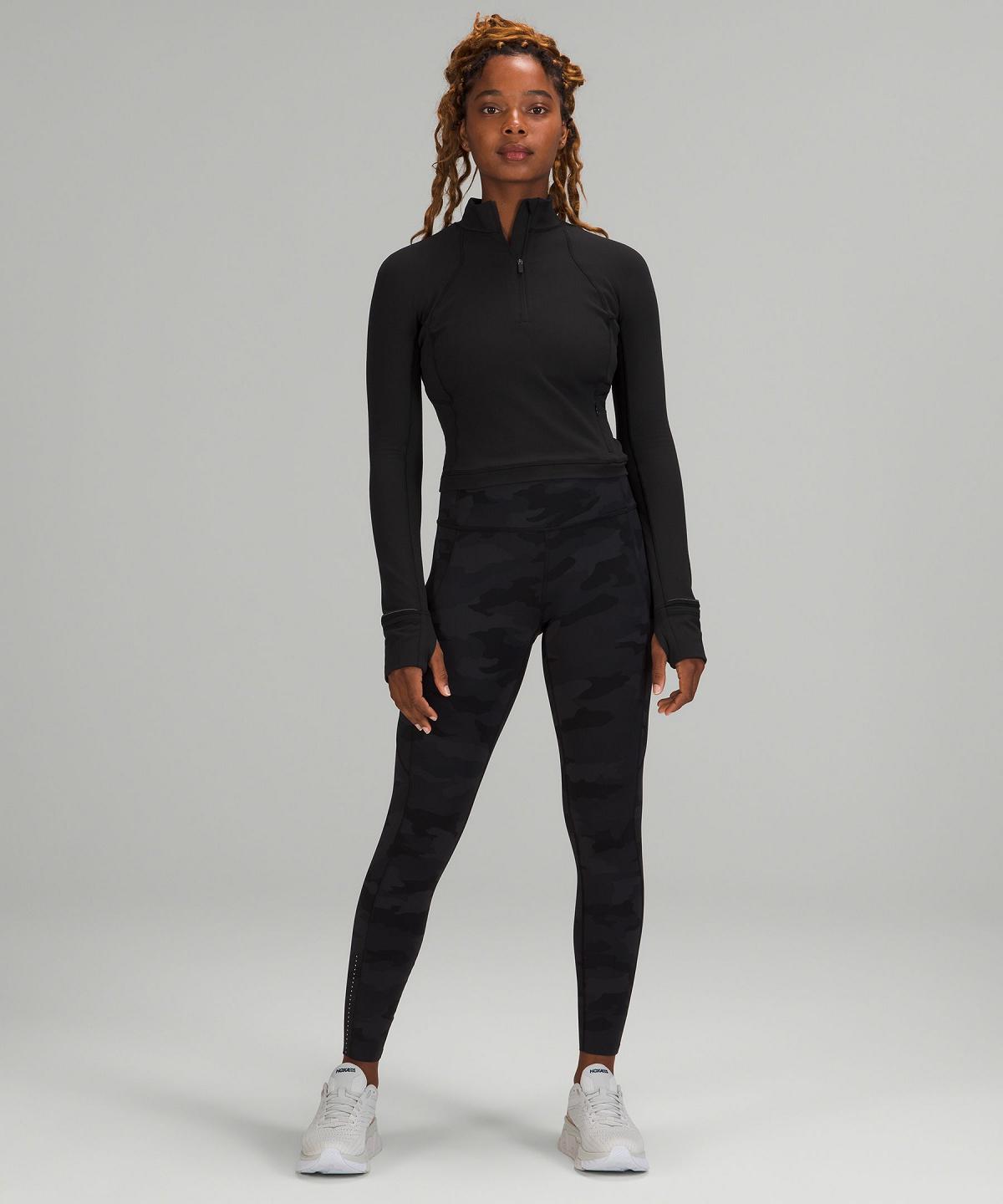 Black Women Lululemon It's Rulu Cropped Half Zip Hoodies & Sweatshirts | AU_LuLu89687