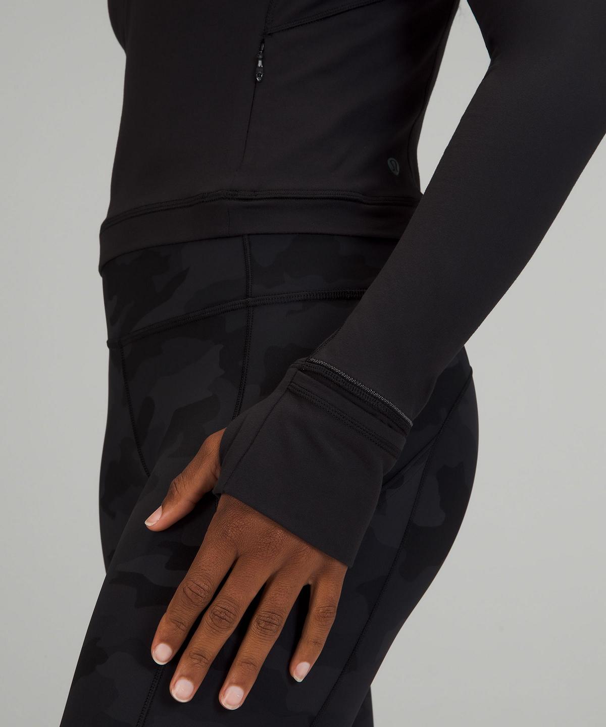 Black Women Lululemon It's Rulu Cropped Half Zip Hoodies & Sweatshirts | AU_LuLu89687