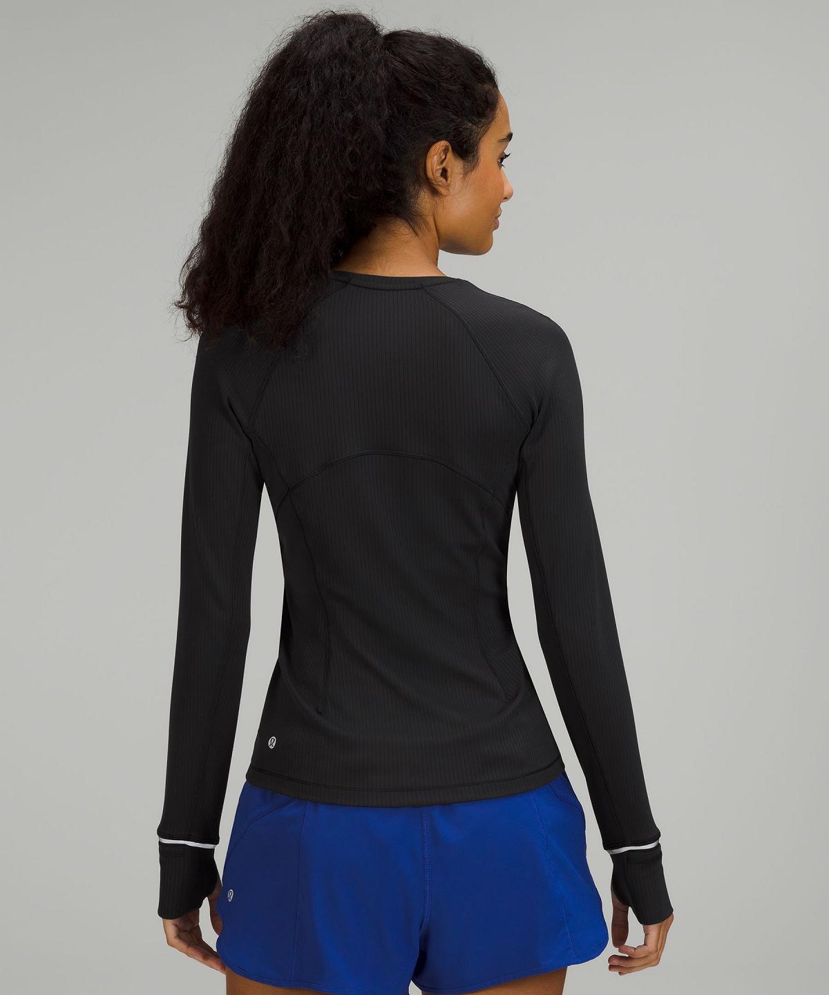 Black Women Lululemon It's Rulu Ribbed Long-Sleeve Shirts | AU_LuLu57972