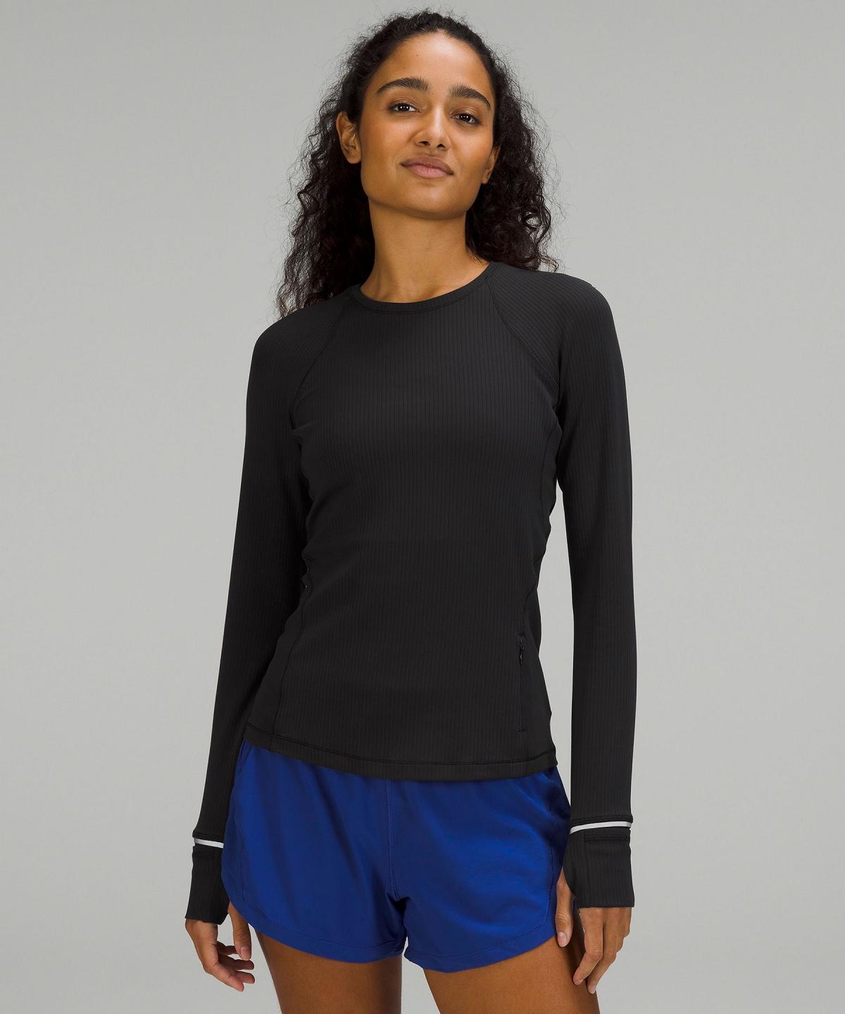 Black Women Lululemon It's Rulu Ribbed Long-Sleeve Shirts | AU_LuLu57972