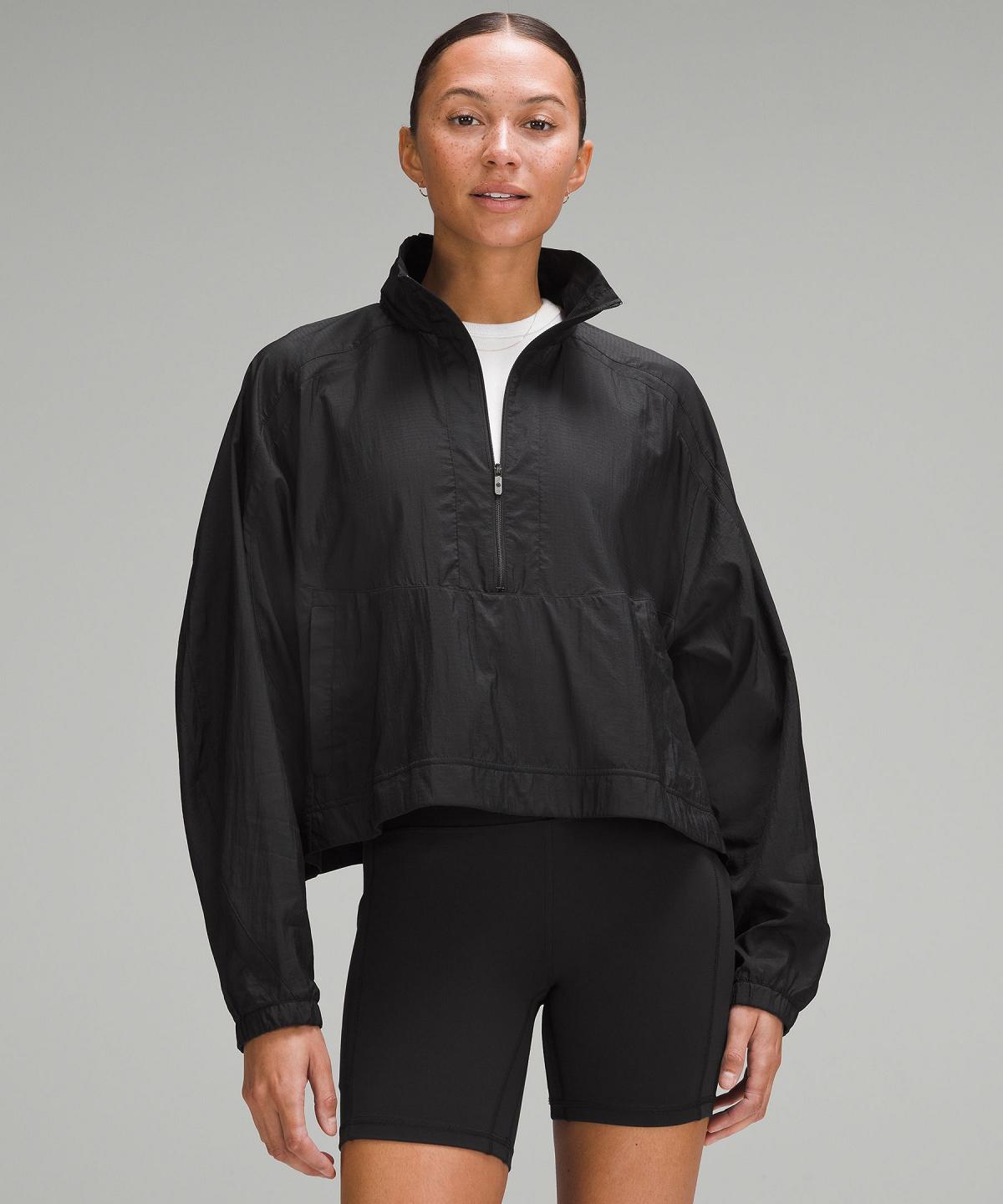 Black Women Lululemon Lightweight Woven Side-Snap Anorak Coats & Jackets | AU_LuLu29126