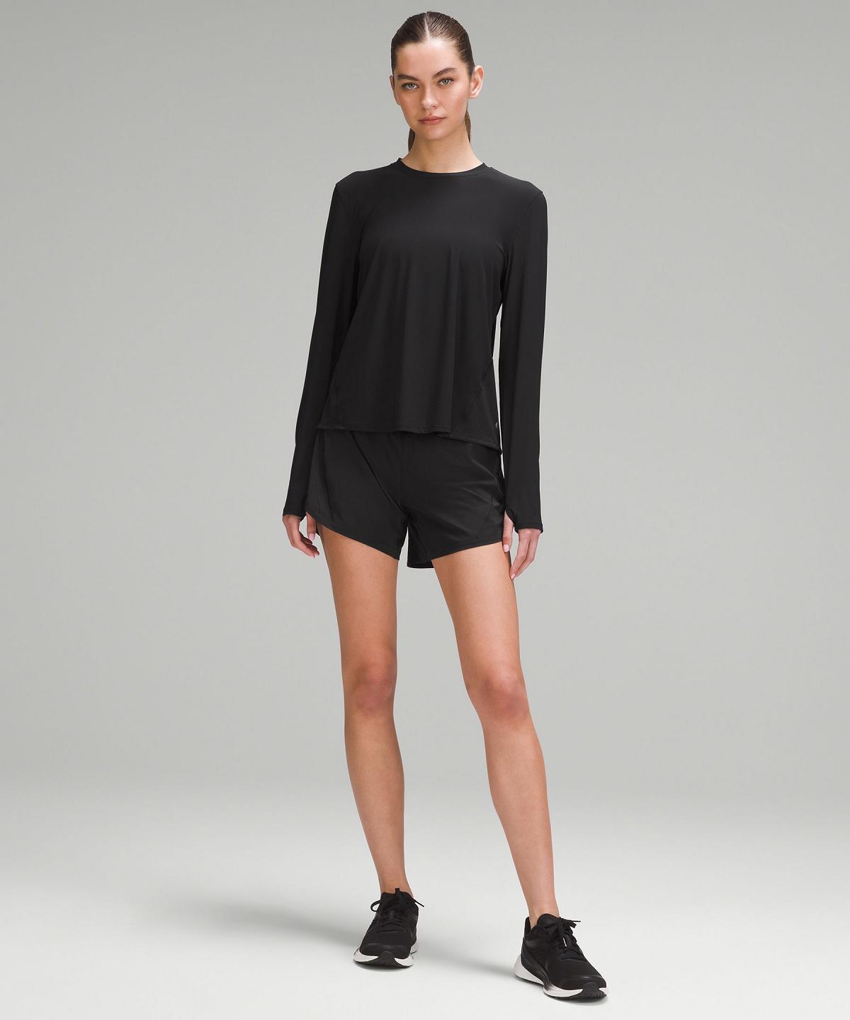 Black Women Lululemon Mesh Panelled Running Long Sleeve Shirts | AU_LuLu10641