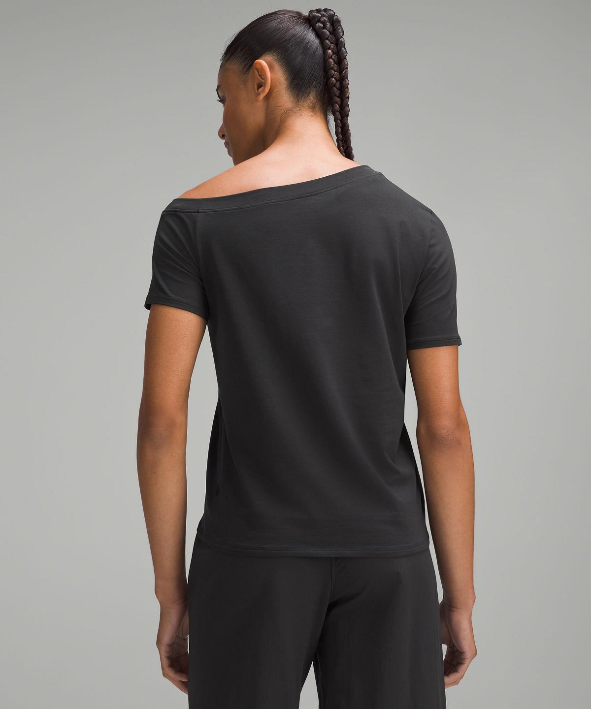 Black Women Lululemon Off-The-Shoulder Cotton T Shirts | AU_LuLu59364