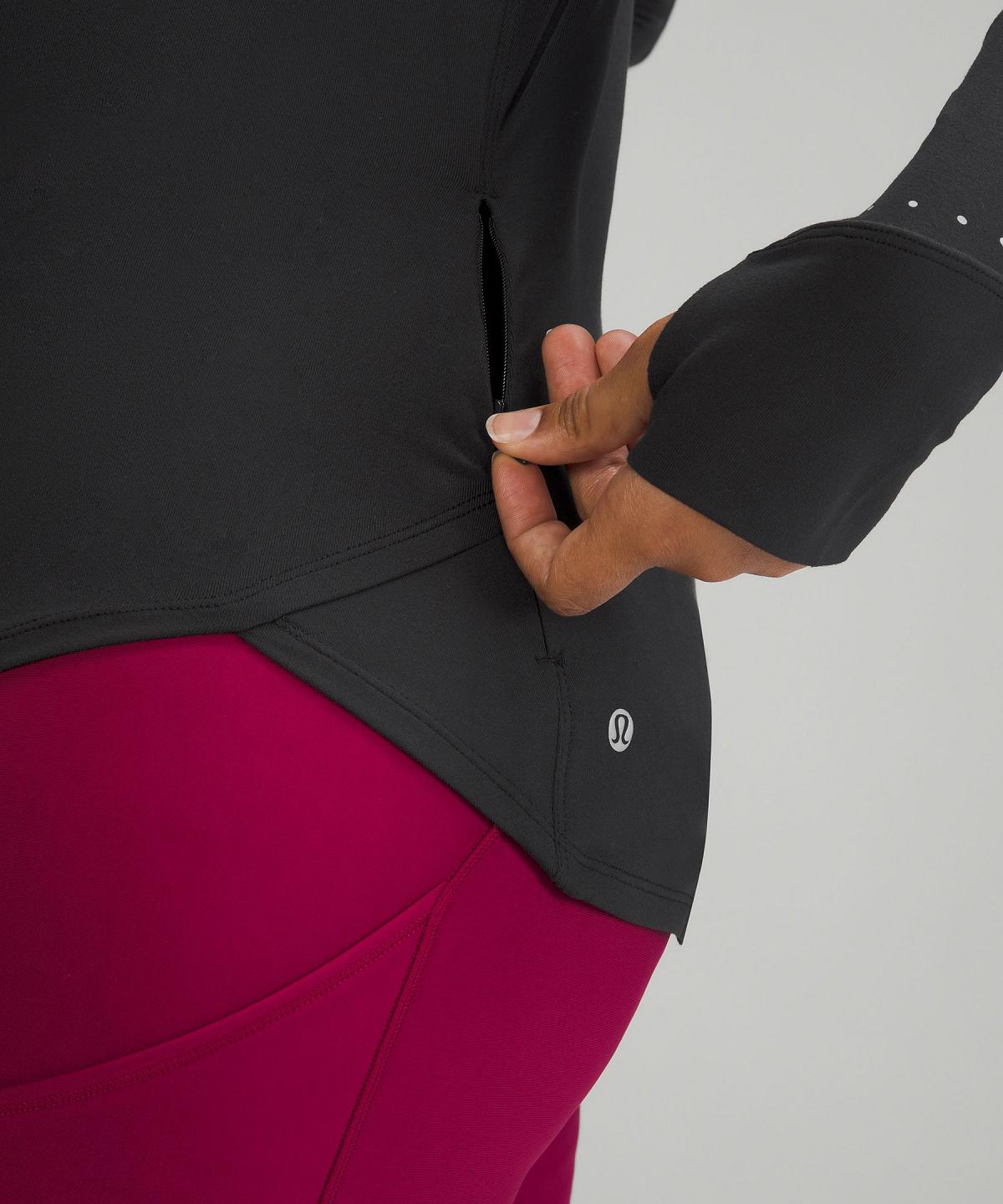 Black Women Lululemon Rulu Running Mockneck Long Sleeve Shirts | AU_LuLu41472