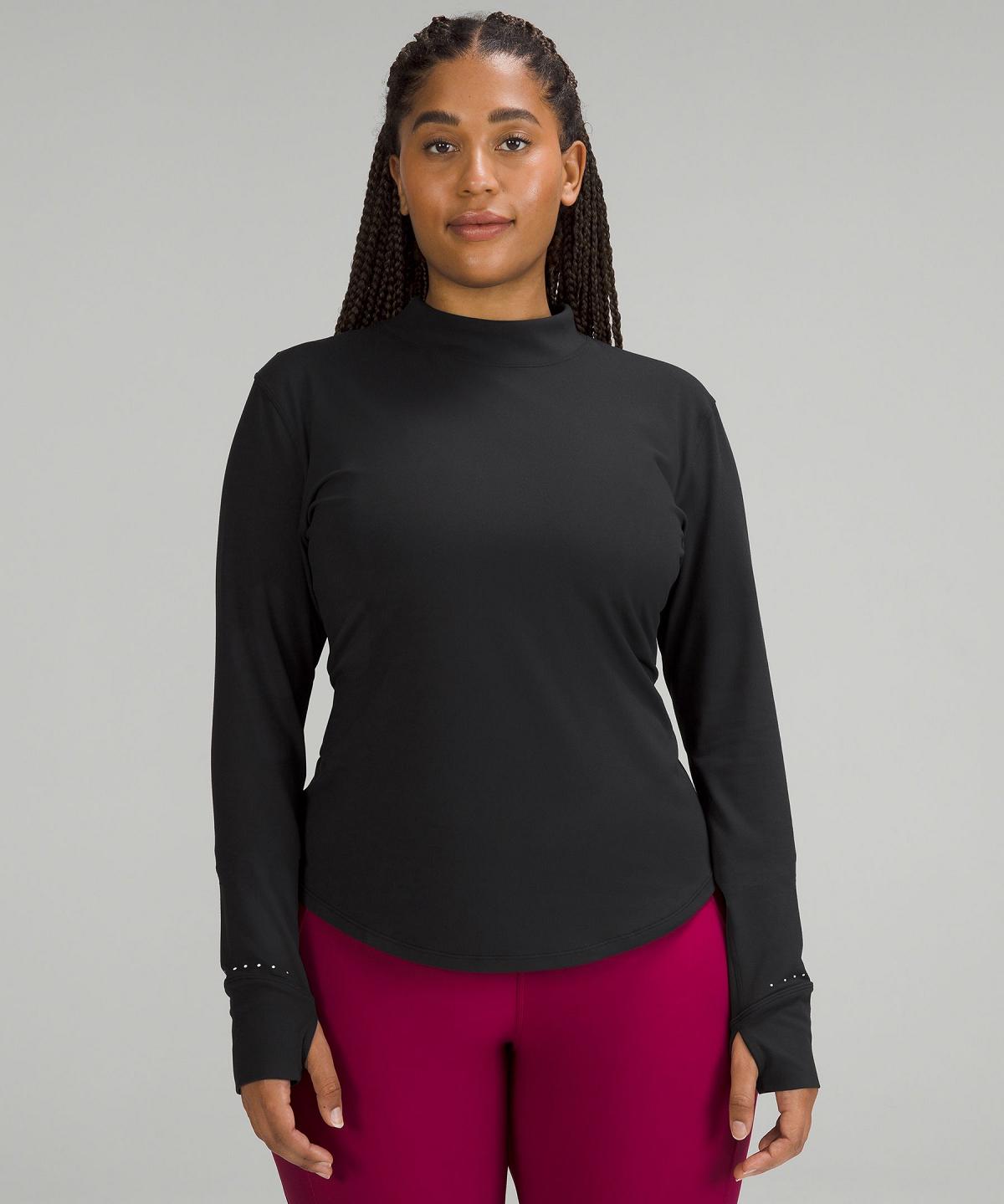 Black Women Lululemon Rulu Running Mockneck Long Sleeve Shirts | AU_LuLu41472