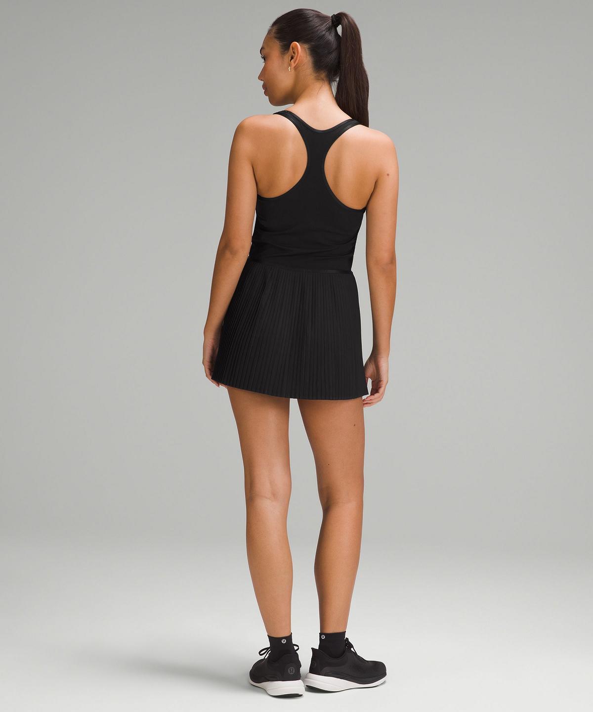 Black Women Lululemon Scoop-Neck Pleated Linerless Tennis Dress | AU_LuLu27489