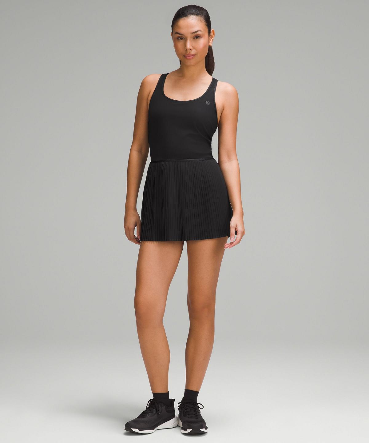 Black Women Lululemon Scoop-Neck Pleated Linerless Tennis Dress | AU_LuLu27489