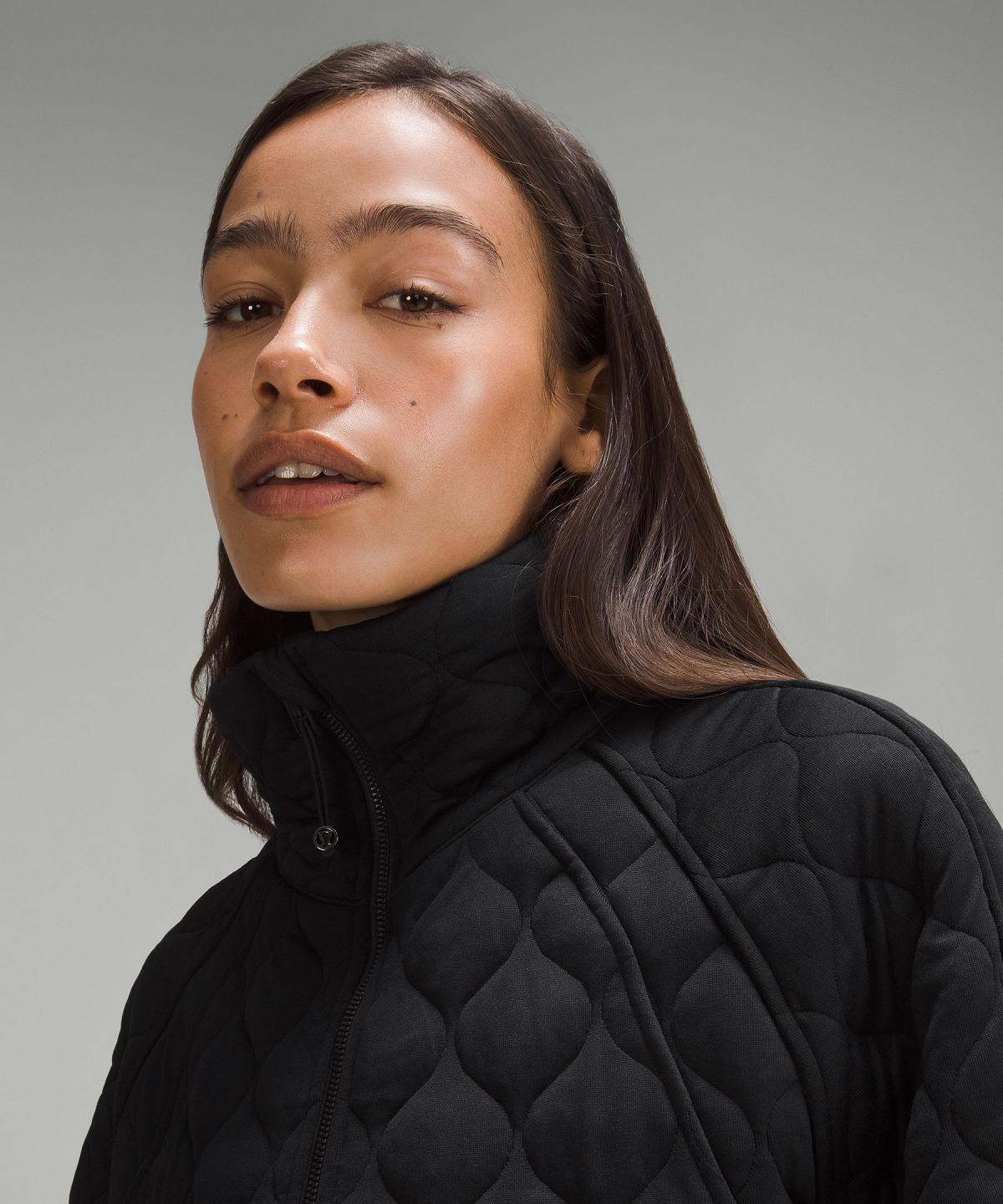 Black Women Lululemon Scuba Oversized Quilted Half Zip Hoodies & Sweatshirts | AU_LuLu16065