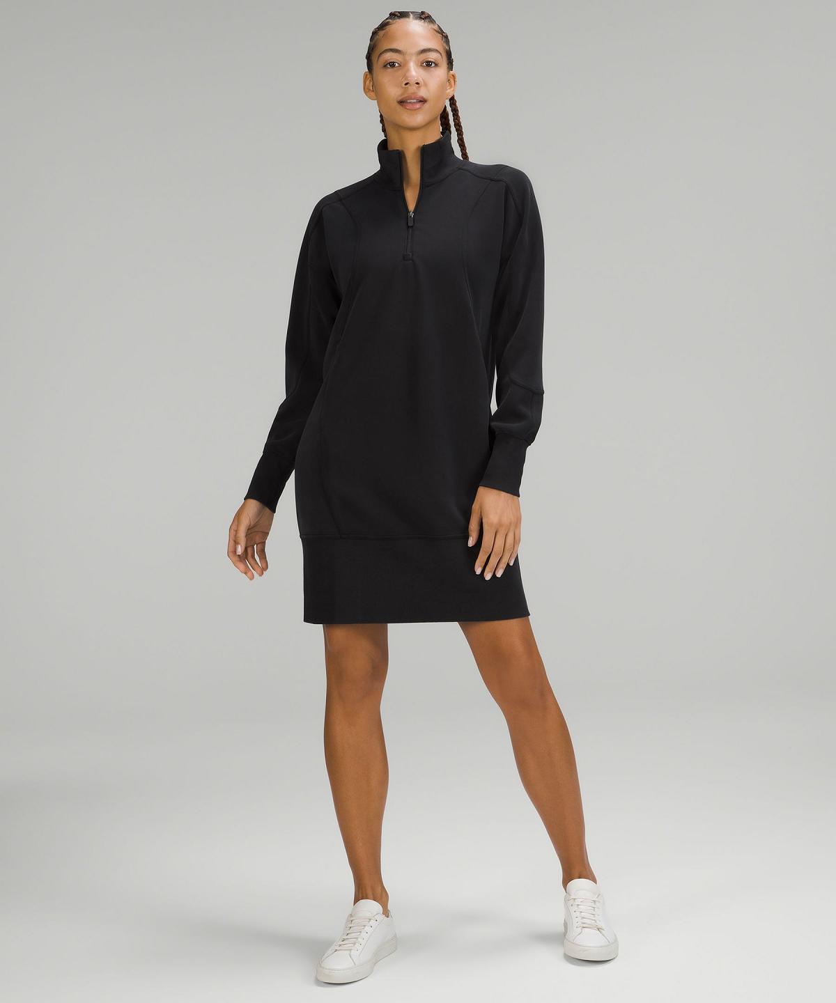 Black Women Lululemon Softstreme Long-Sleeve Half-Zip Dress | AU_LuLu40798