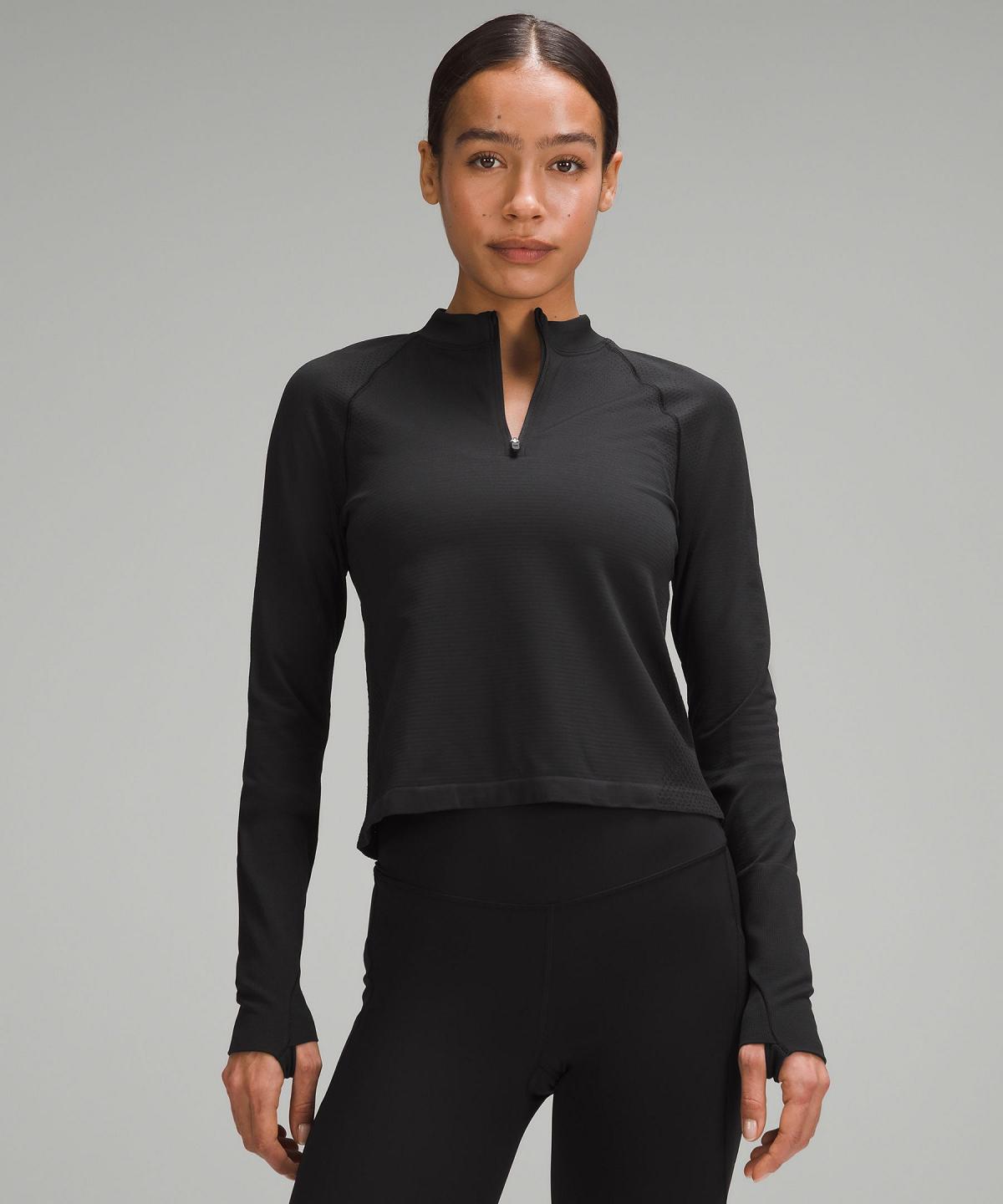 Black Women Lululemon Swiftly Tech Mockneck Half Zip 2.0 Long Sleeve Shirts | AU_LuLu69848