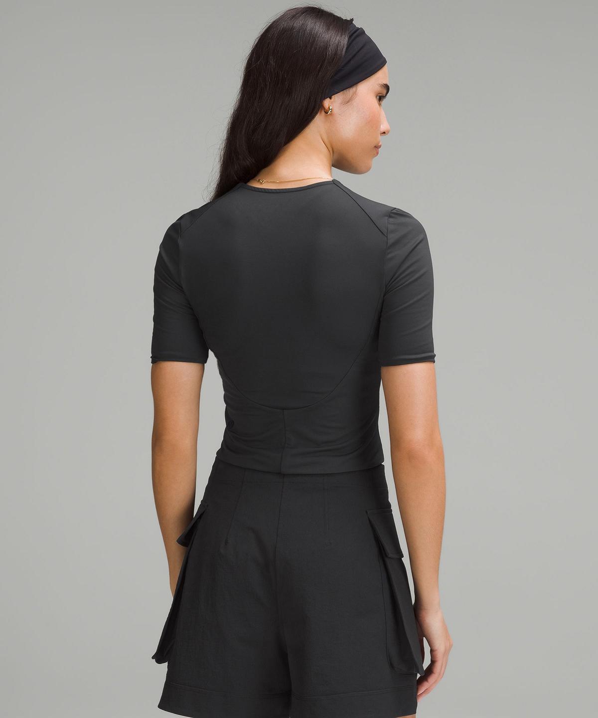 Black Women Lululemon Tight-Fit Lined T Shirts | AU_LuLu59898