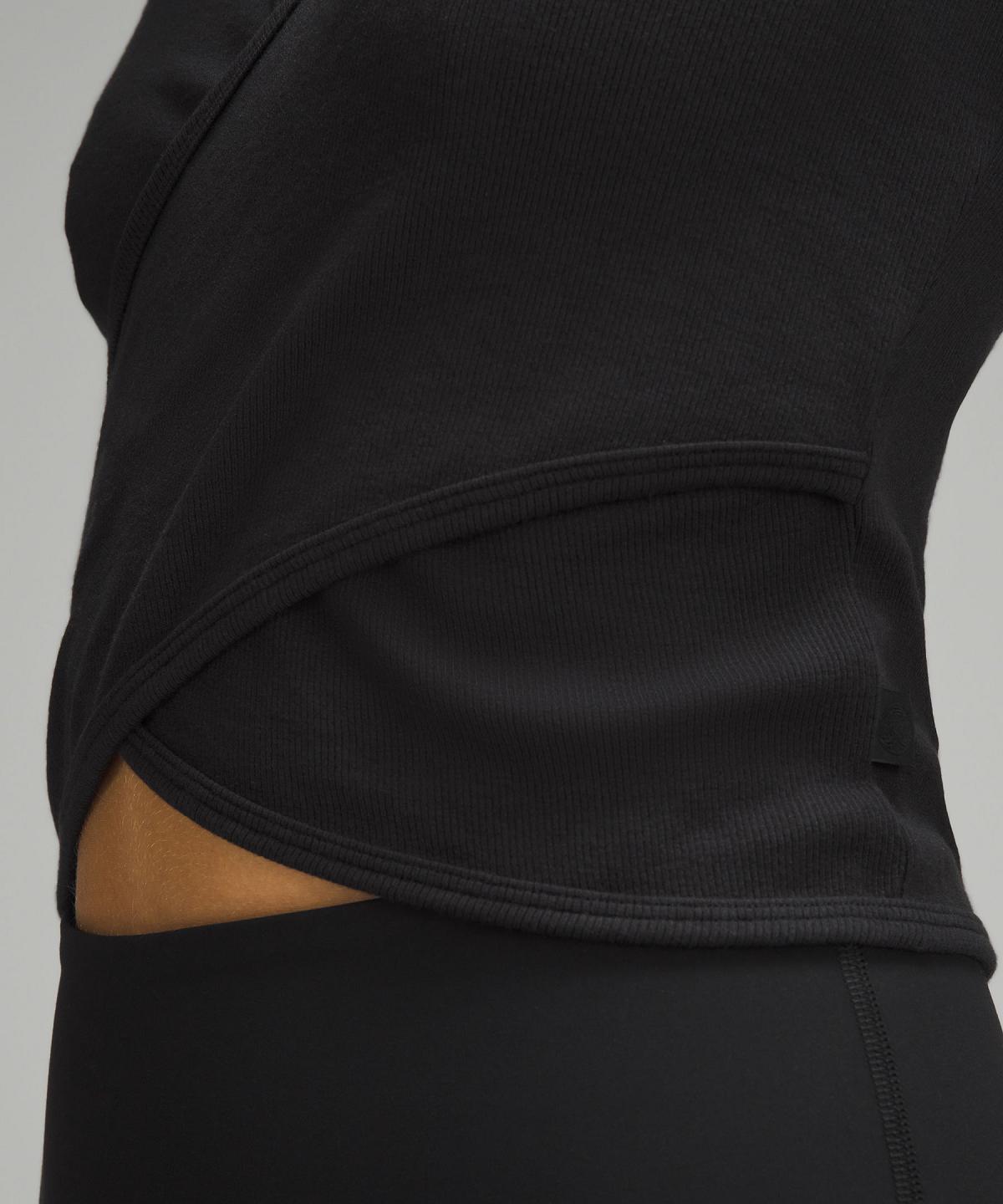 Black Women Lululemon Wrap-Front Ribbed Long-Sleeve Top Long Sleeve Shirts | AU_LuLu83371