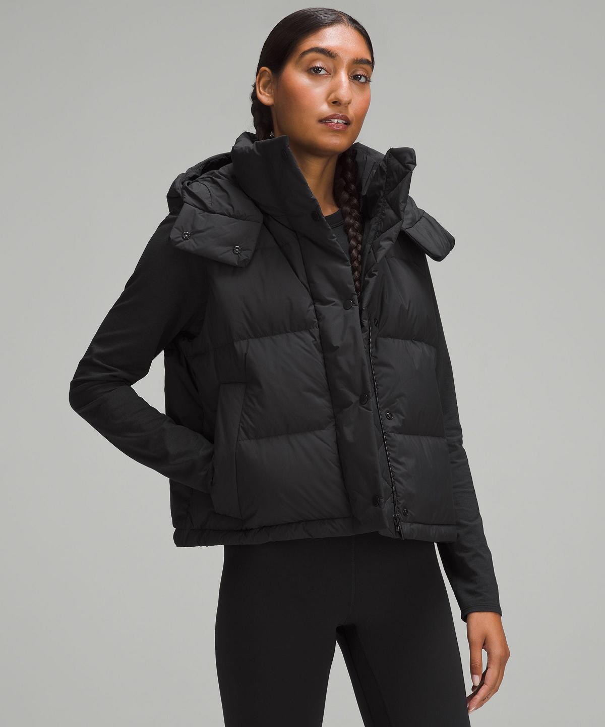 Black Women Lululemon Wunder Puff Cropped Vest Coats & Jackets | AU_LuLu11067