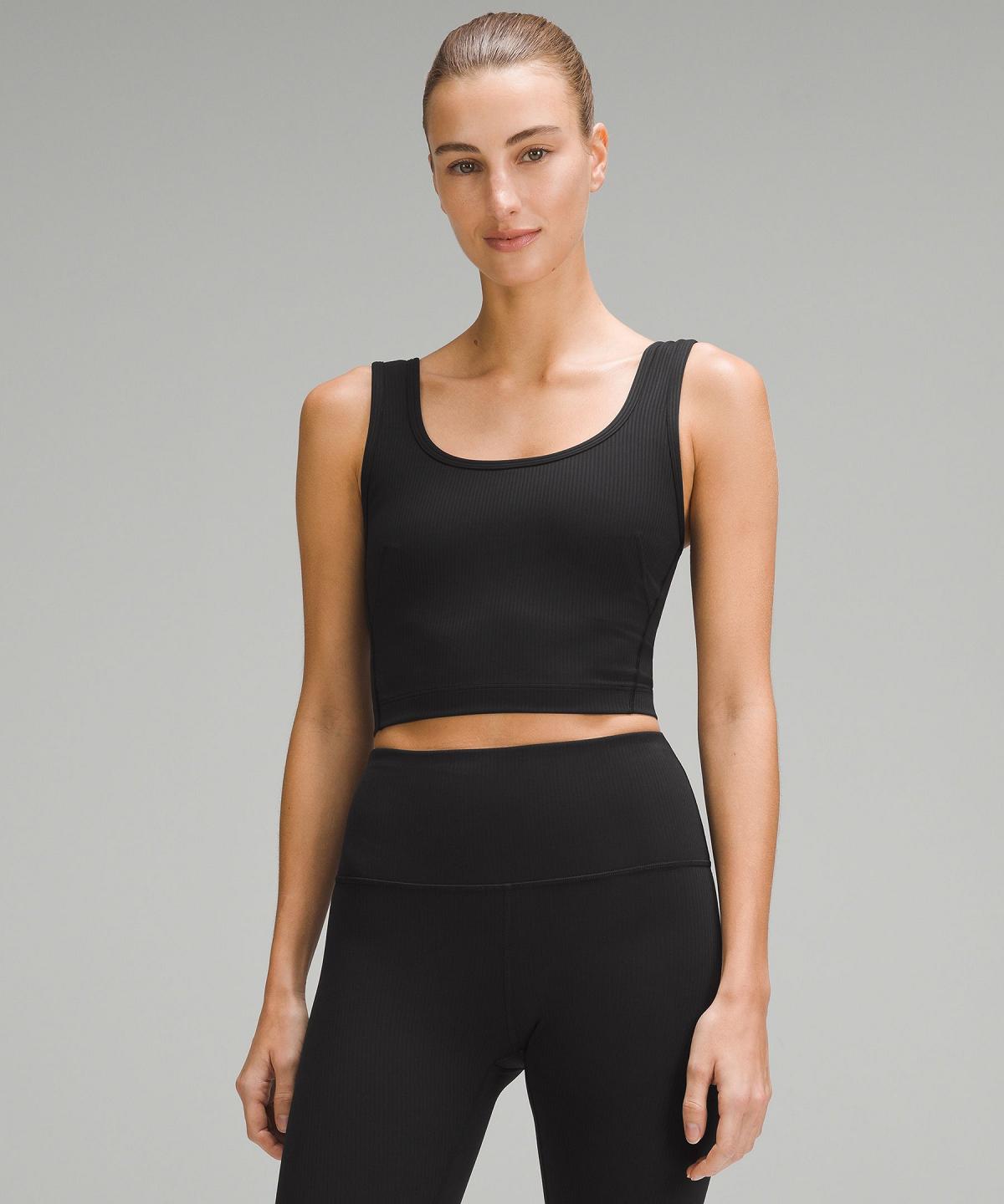 Black Women Lululemon Wunder Train Scoop-Neck Ribbed Shirts | AU_LuLu91408