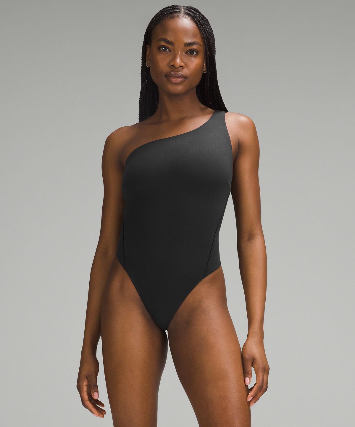 Black Women Lululemon Wundermost Ultra-Soft Nulu Asymmetrical Bodysuit | AU_LuLu25005