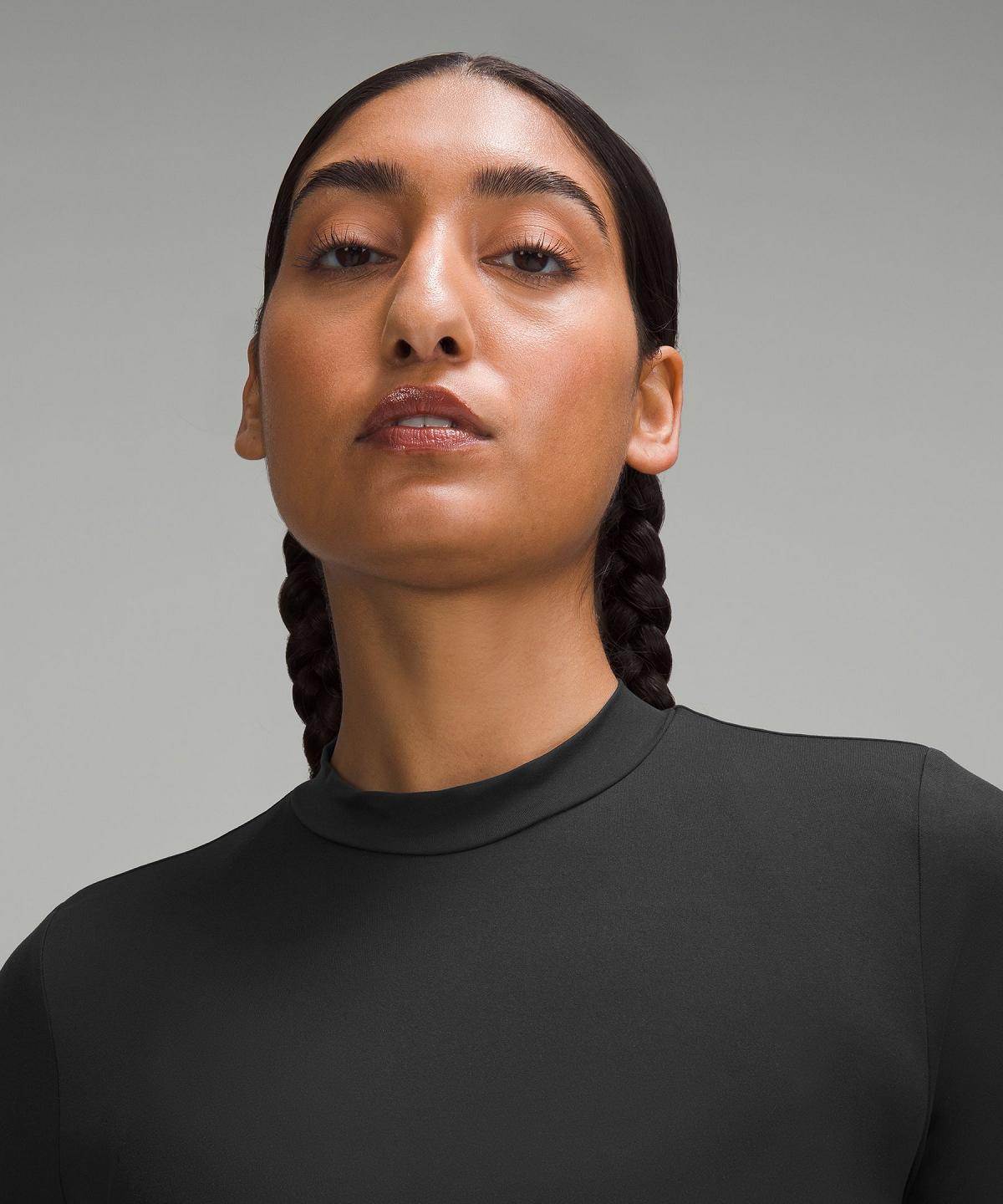 Black Women Lululemon Wundermost Ultra-Soft Nulu Mockneck Super-Cropped Long Sleeve Shirts | AU_LuLu30357