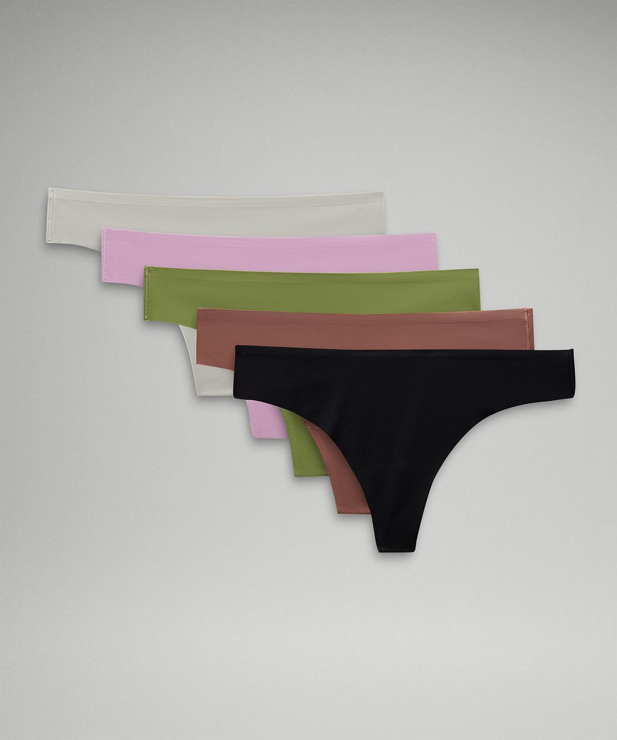 Black / Beige / Rose / Green Women Lululemon InvisiWear Mid-Rise Thong Underwear | AU_LuLu69454