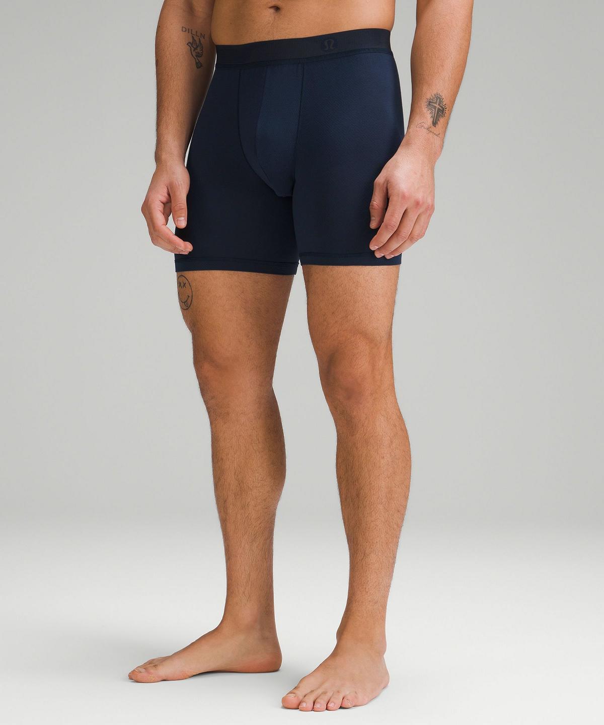 Black / Navy / Grey Men Lululemon Always In Motion Long Mesh Boxer 7" Underwear | AU_LuLu36175