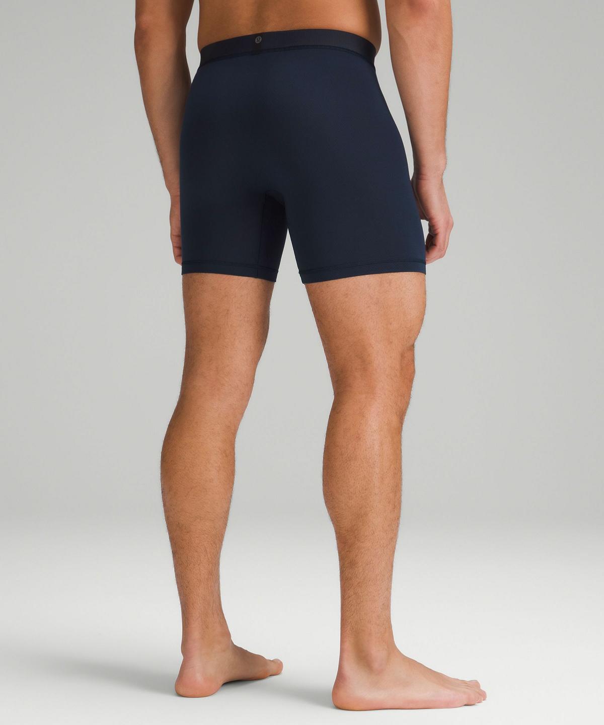 Black / Navy / Grey Men Lululemon Always In Motion Long Mesh Boxer 7" Underwear | AU_LuLu36175