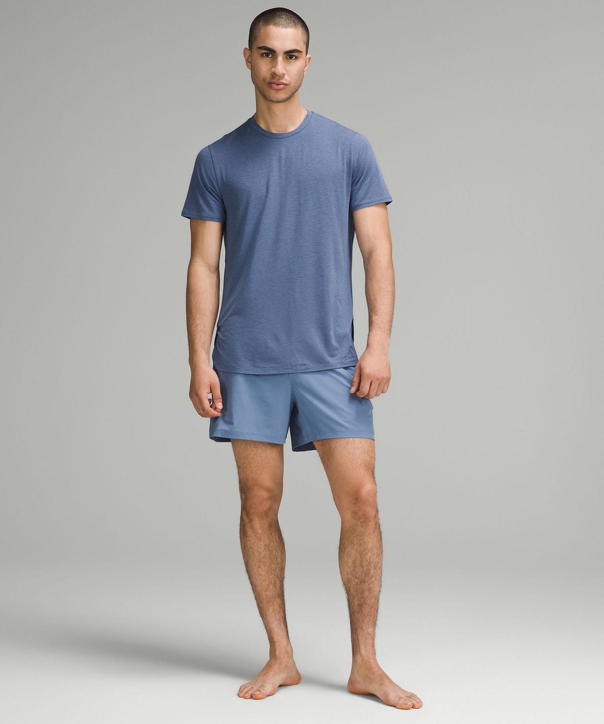 Blue Men Lululemon Balancer Short-Sleeve Shirts | AU_LuLu80864