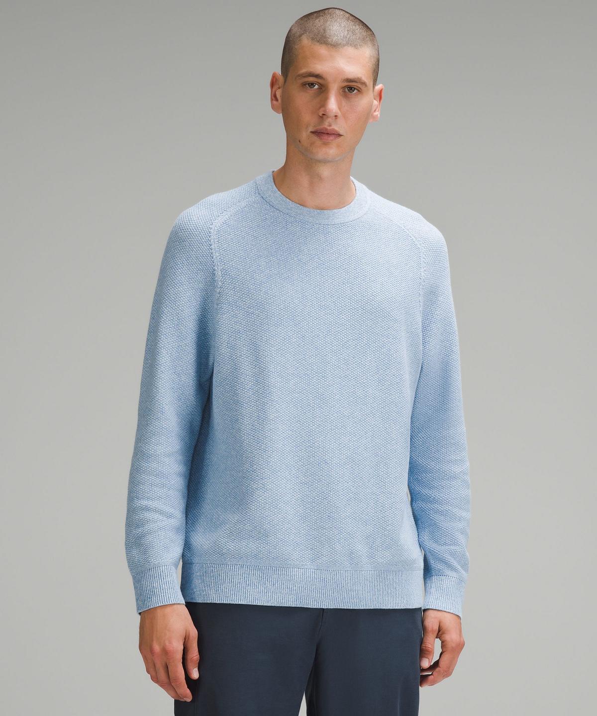 Blue Men Lululemon Textured Knit Crewneck Hoodies & Sweatshirts | AU_LuLu39890