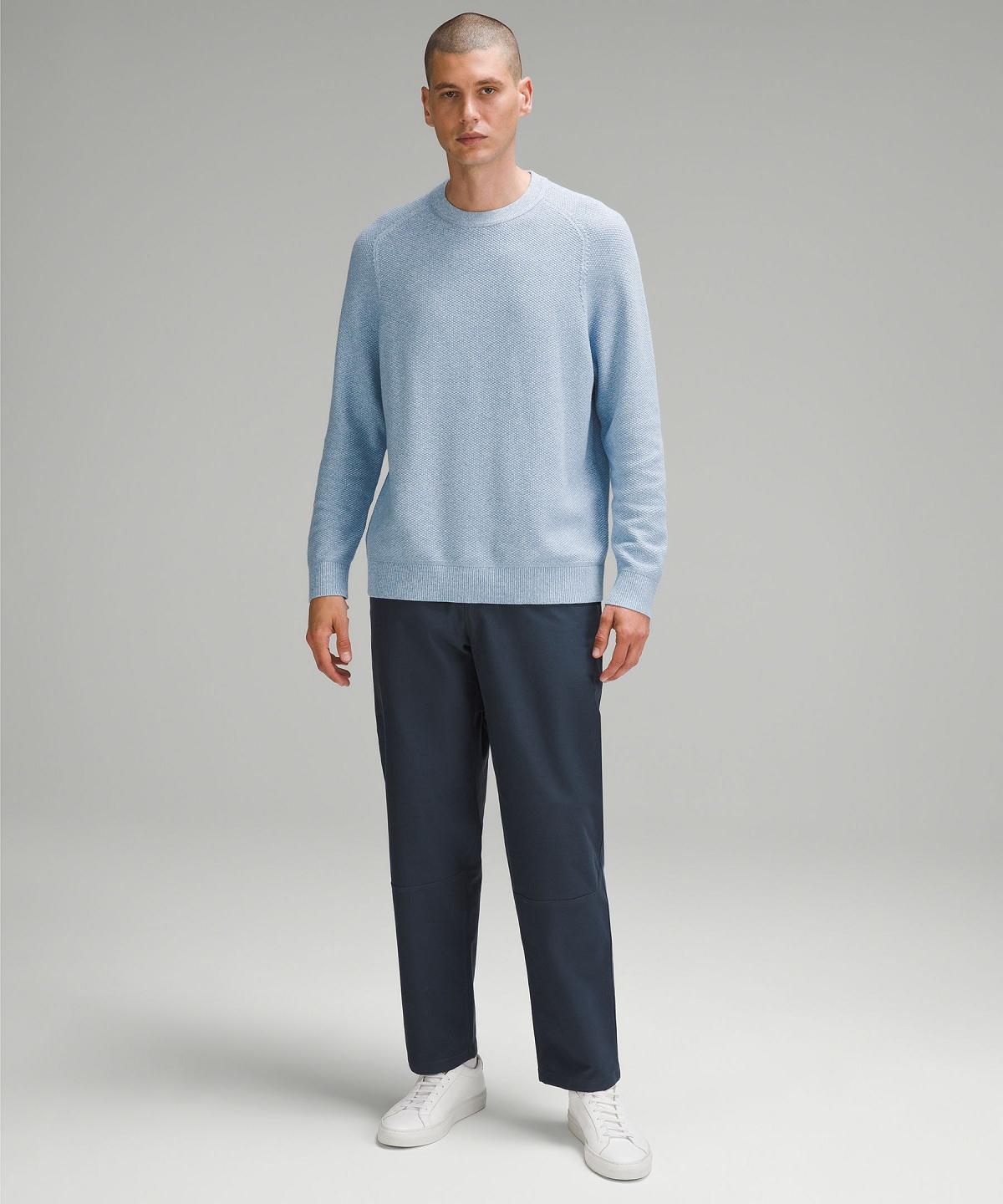 Blue Men Lululemon Textured Knit Crewneck Sweaters | AU_LuLu91474