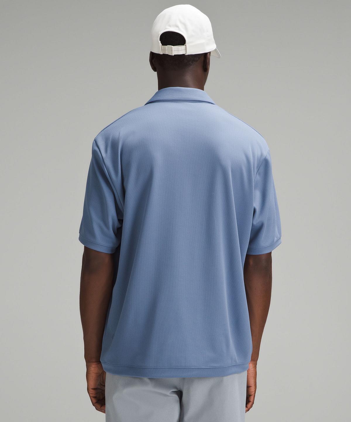 Blue Men Lululemon Textured Mesh Short-Sleeve Polo Shirts | AU_LuLu40912