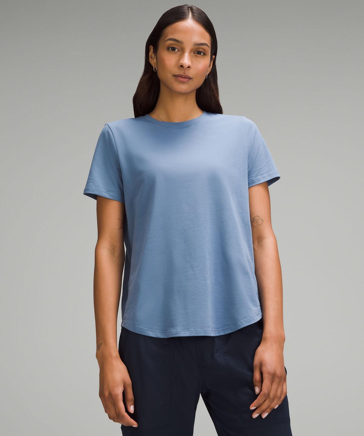 Blue Women Lululemon Love Curved-Hem Crewneck T-Shirt Shirts | AU_LuLu23759