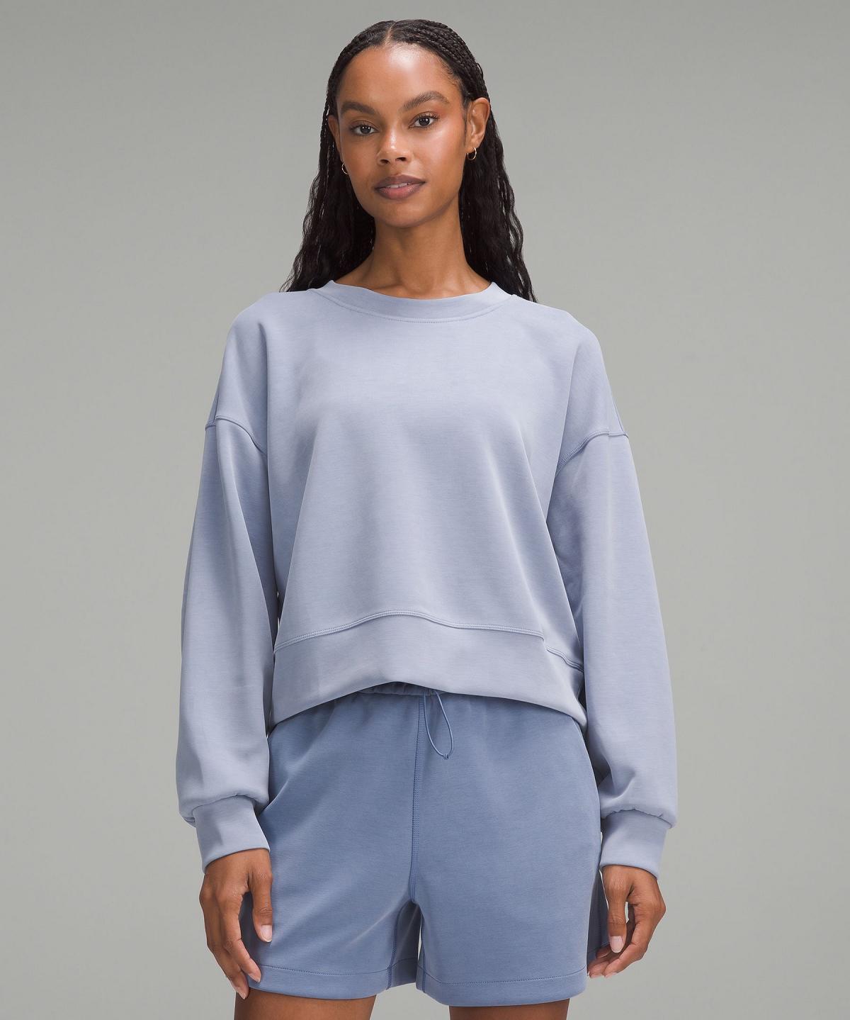 Blue Women Lululemon Softstreme Perfectly Oversized Cropped Crew Hoodies & Sweatshirts | AU_LuLu87714