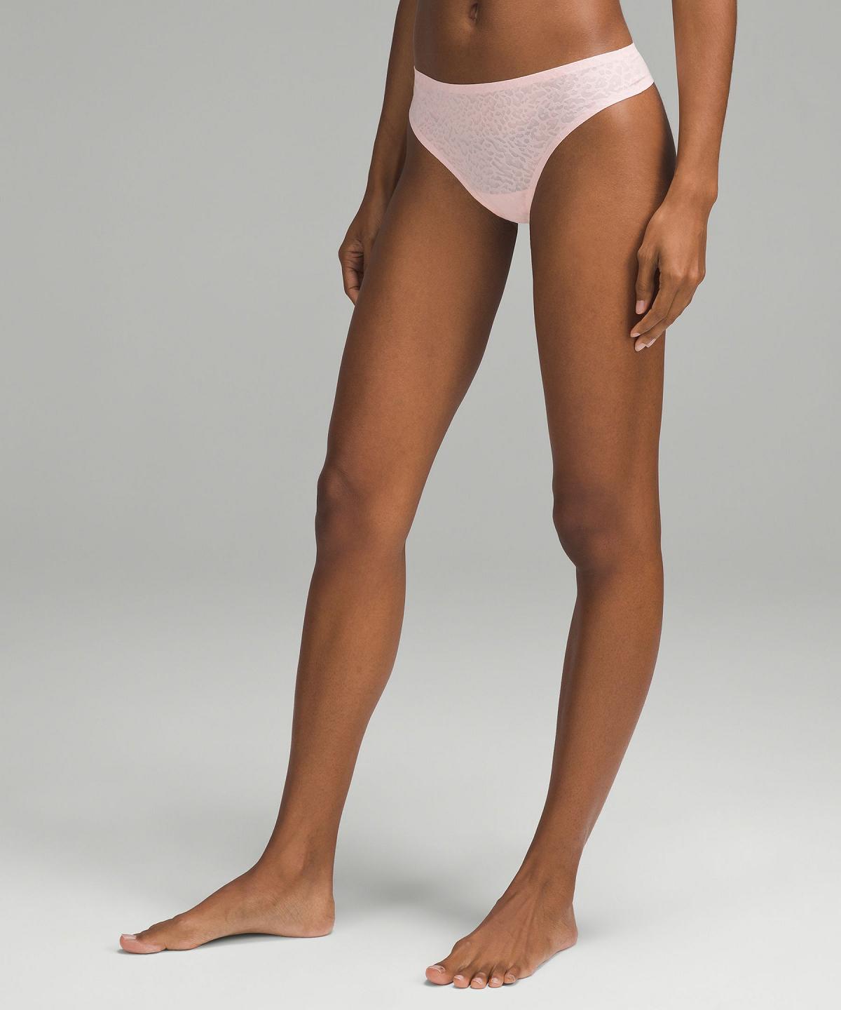 Blue / Pink Women Lululemon InvisiWear Mid-Rise Thong Performance Lace Underwear | AU_LuLu85075