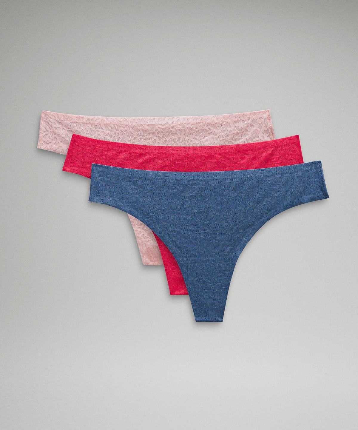 Blue / Pink Women Lululemon InvisiWear Mid-Rise Thong Performance Lace Underwear | AU_LuLu85075