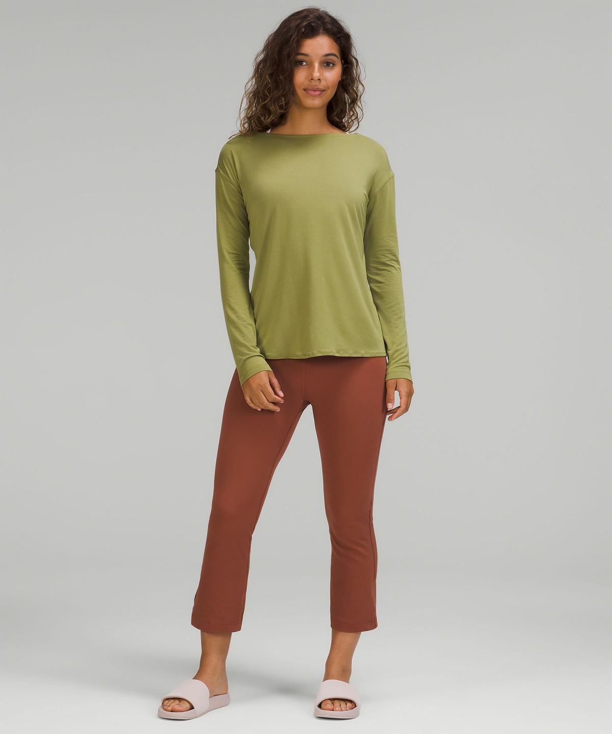 Brown Green Women Lululemon Modal-Blend Open-Back Long Sleeve Shirts | AU_LuLu23085